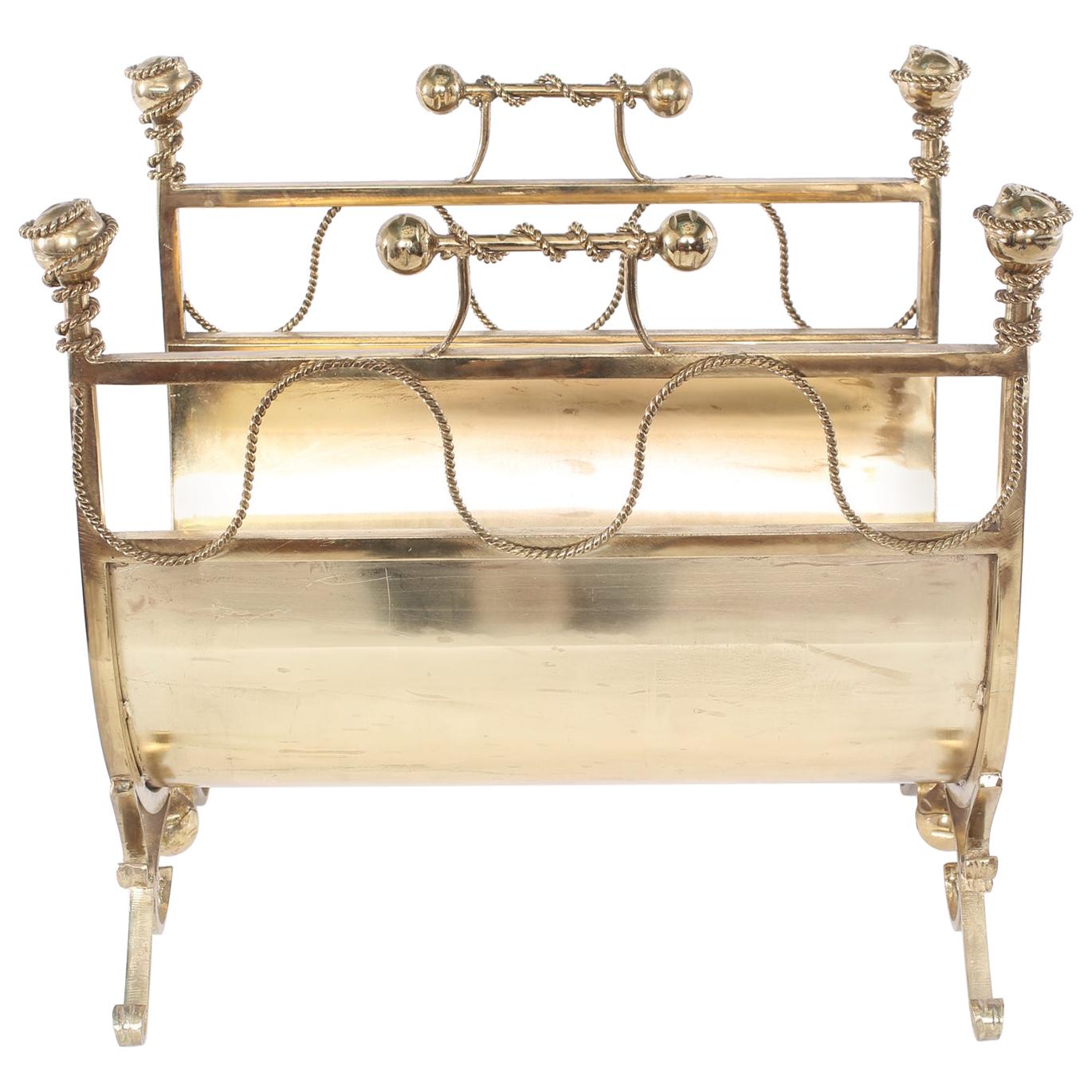 Italian Footed Solid Brass Fire Logs Holder