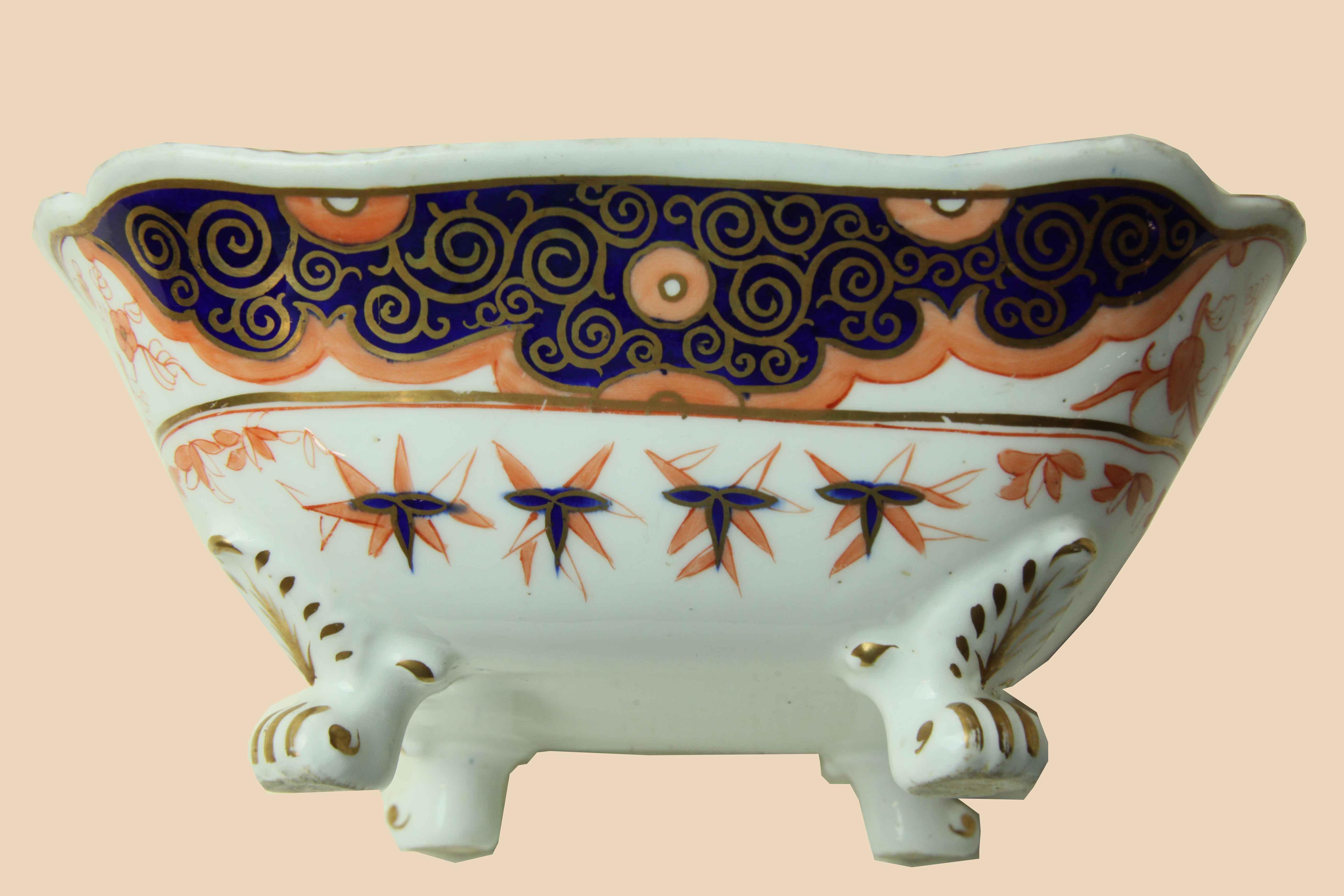 Gilt Footed Staffordshire Bowl For Sale