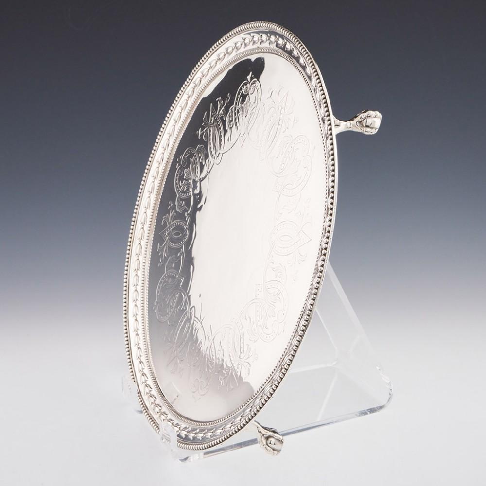 English Footed Sterling Silver Salver London, 1861 For Sale