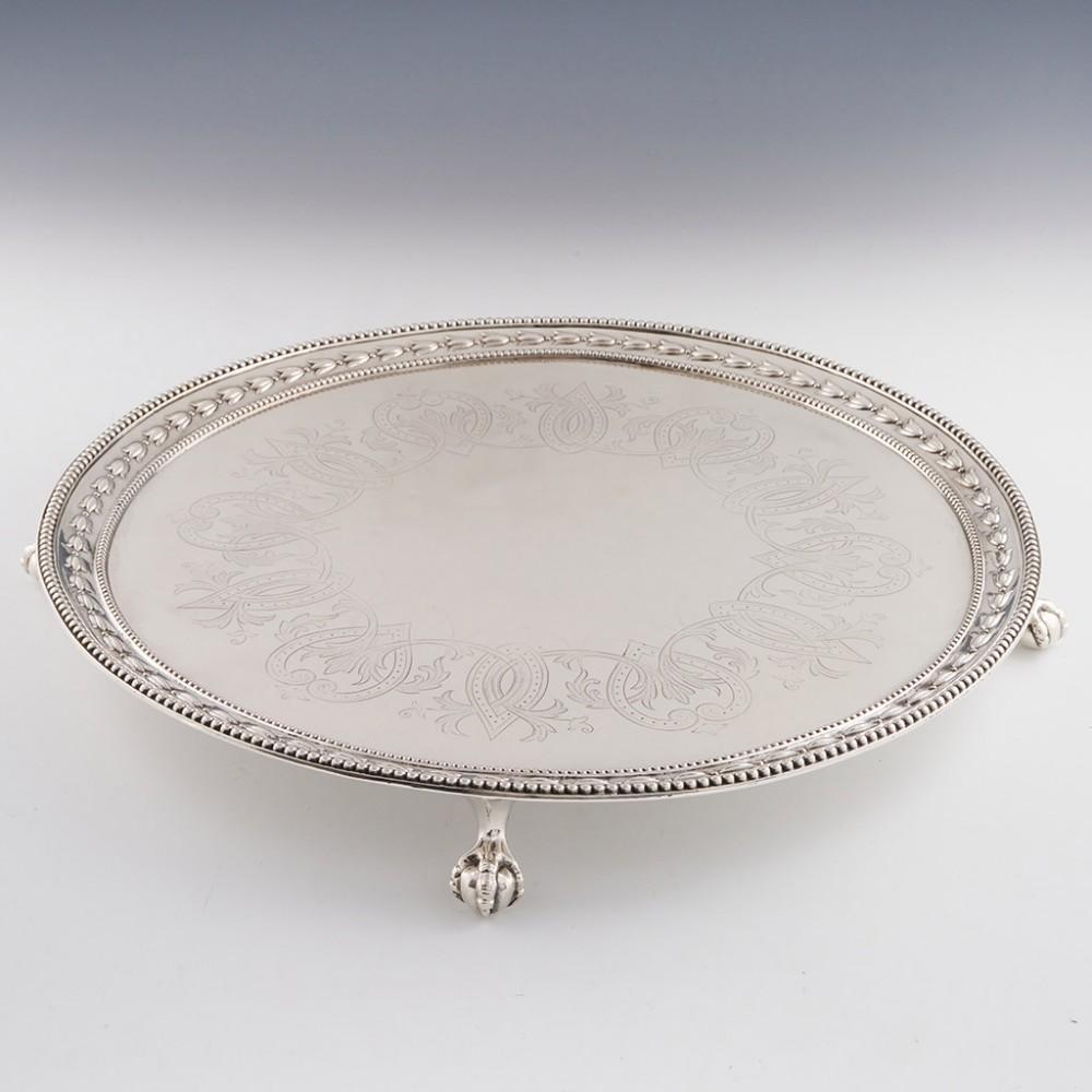 Footed Sterling Silver Salver London, 1861 In Good Condition For Sale In Tunbridge Wells, GB