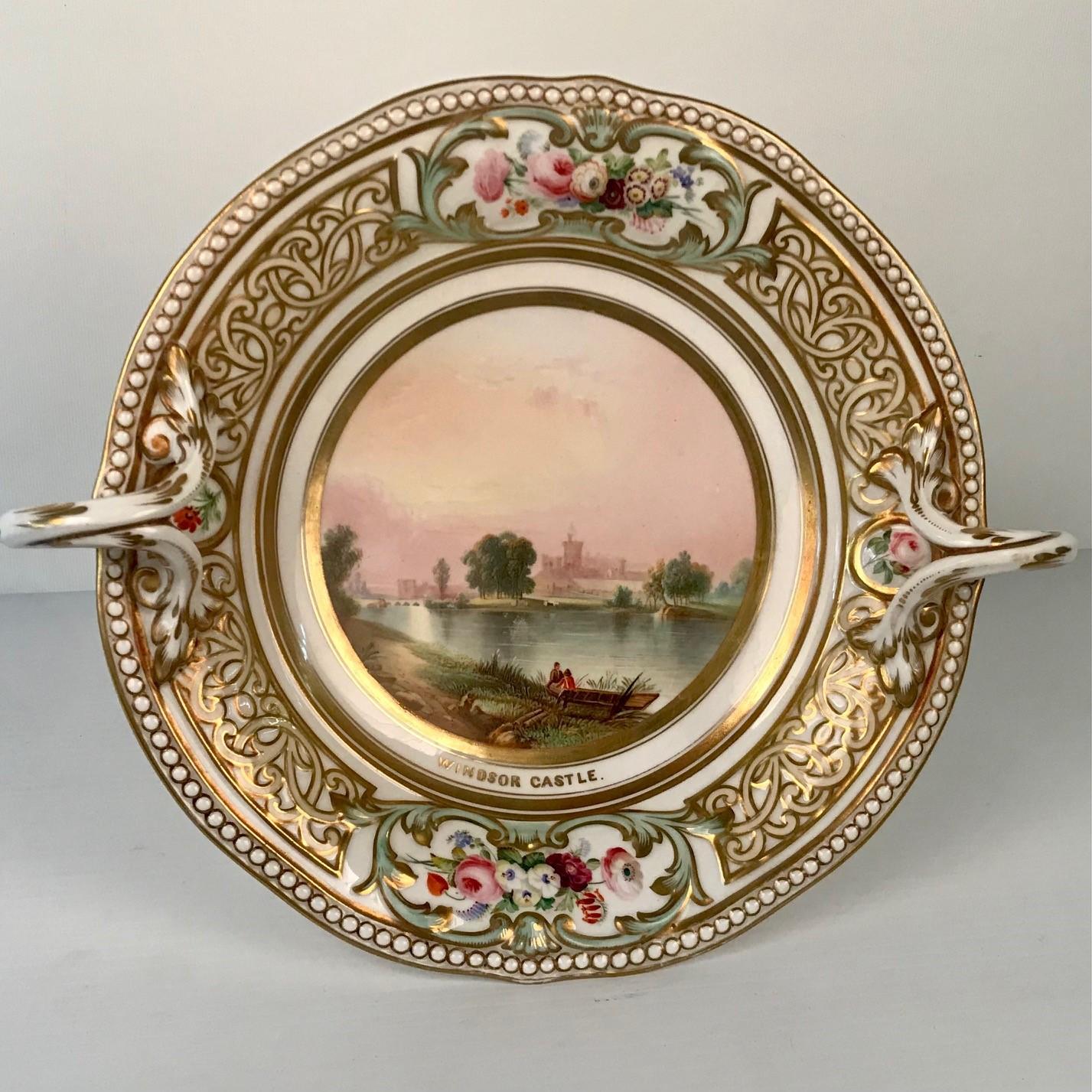 Porcelain Footed Topographical Comport Depicting Windsor Castle For Sale