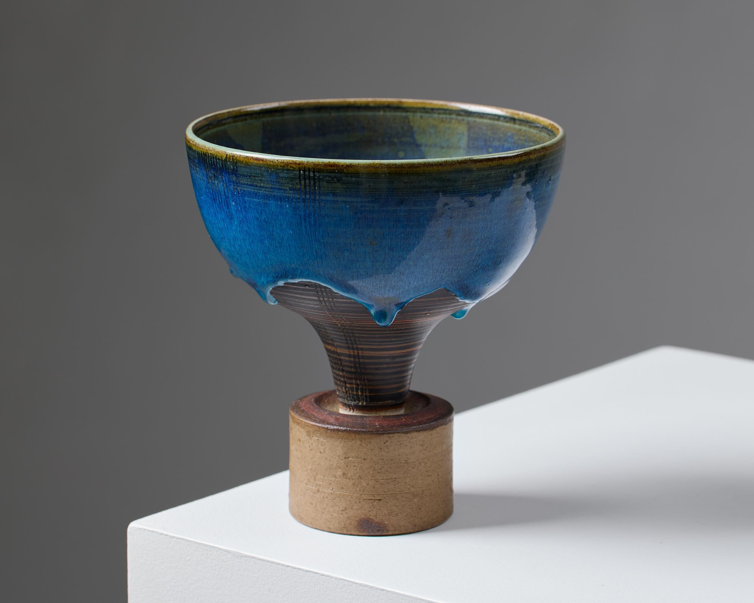 Footed vase, ‘Spirea’ designed by Wilhelm Kåge for Gustavsberg, Farsta, Sweden
1956

Stoneware.

Signed.

H: 15.5 cm / 6 1/8