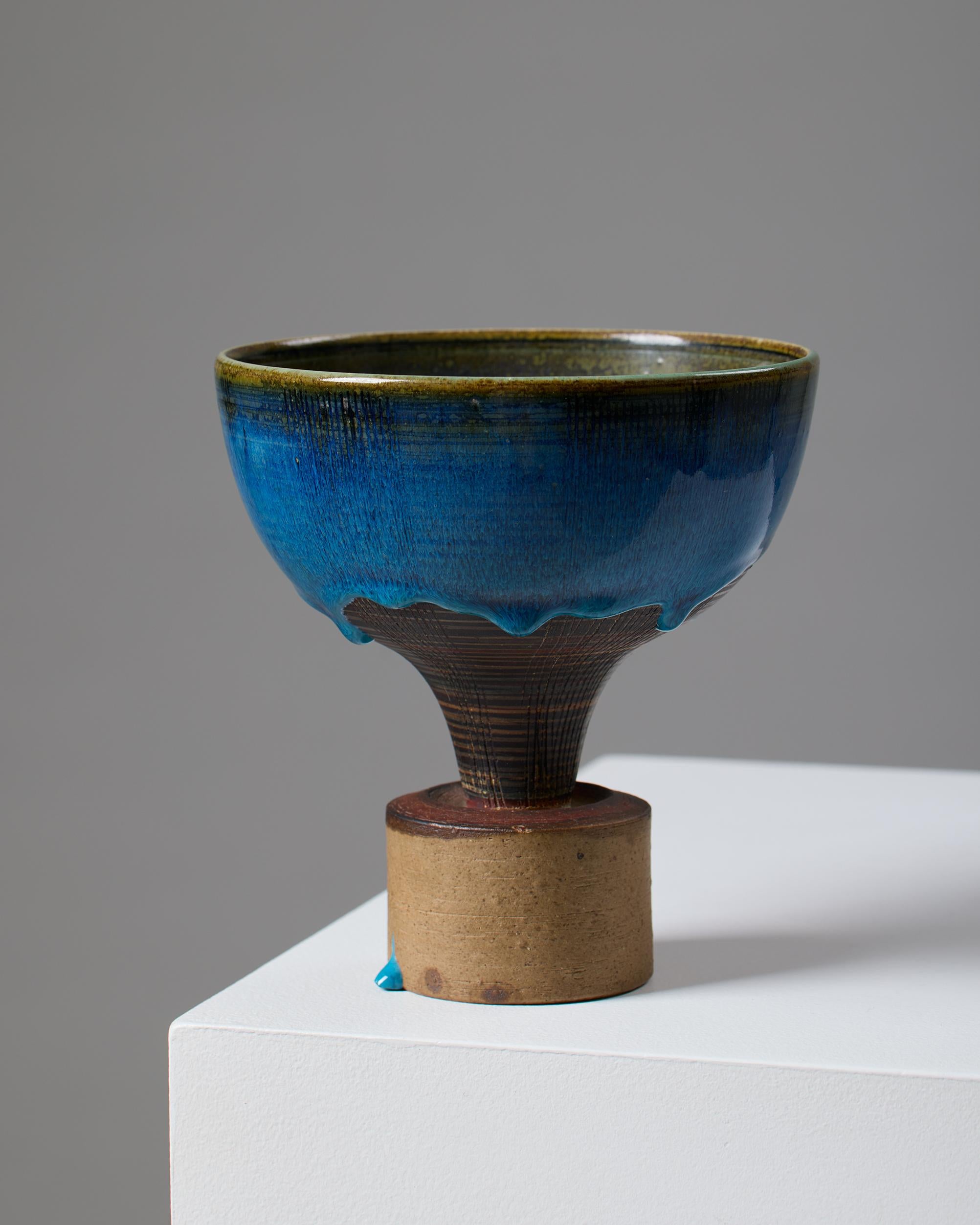 Mid-20th Century Footed vase, ‘Spirea’ designed by Wilhelm Kåge for Gustavsberg, Farsta, Sweden For Sale