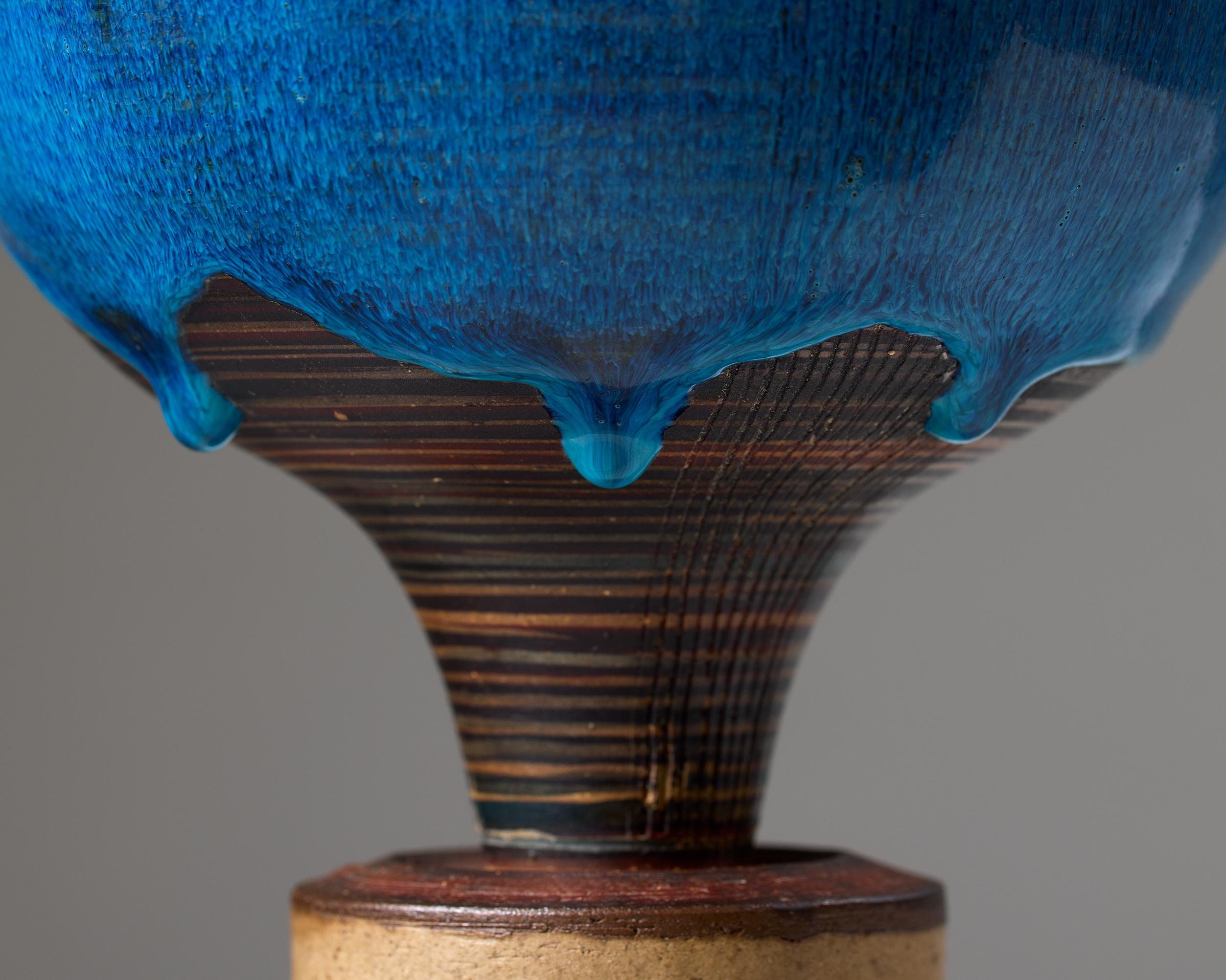 Stoneware Footed vase, ‘Spirea’ designed by Wilhelm Kåge for Gustavsberg, Farsta, Sweden For Sale