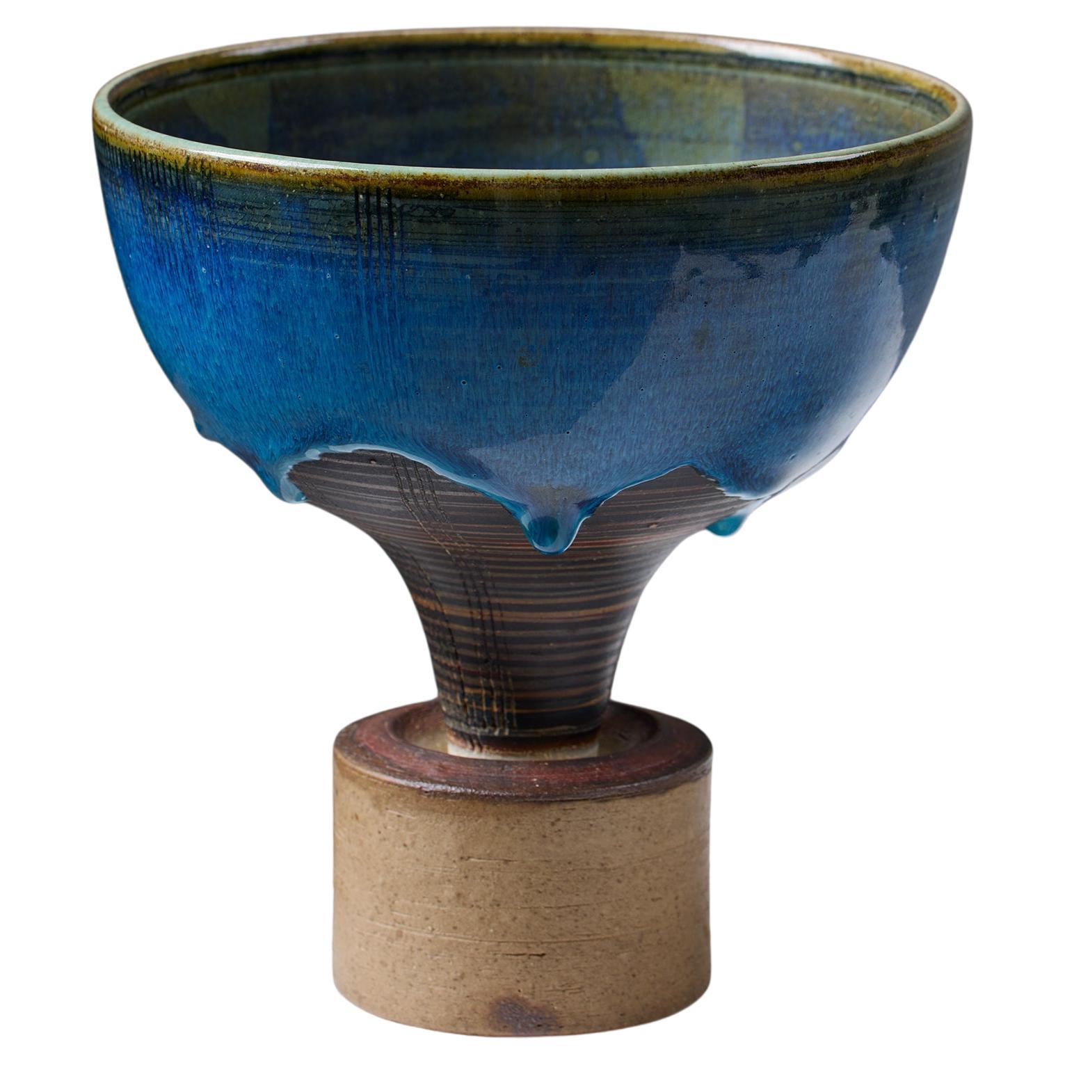 Vase à pied, "Spirea", conçu par Wilhelm Kåge pour Gustavsberg, Farsta, Suède