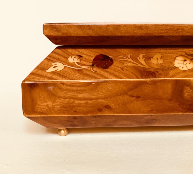 Footed Wooden Jewelry Music Box Made in Italy at 1stDibs
