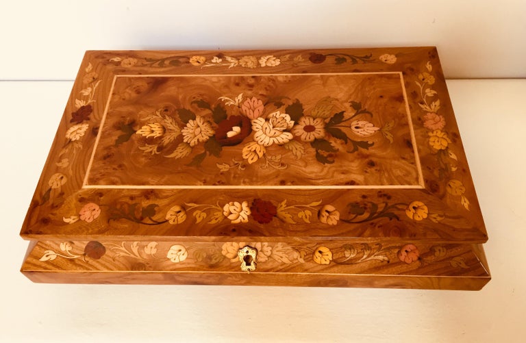 Footed Wooden Jewelry Music Box Made in Italy For Sale at 1stdibs