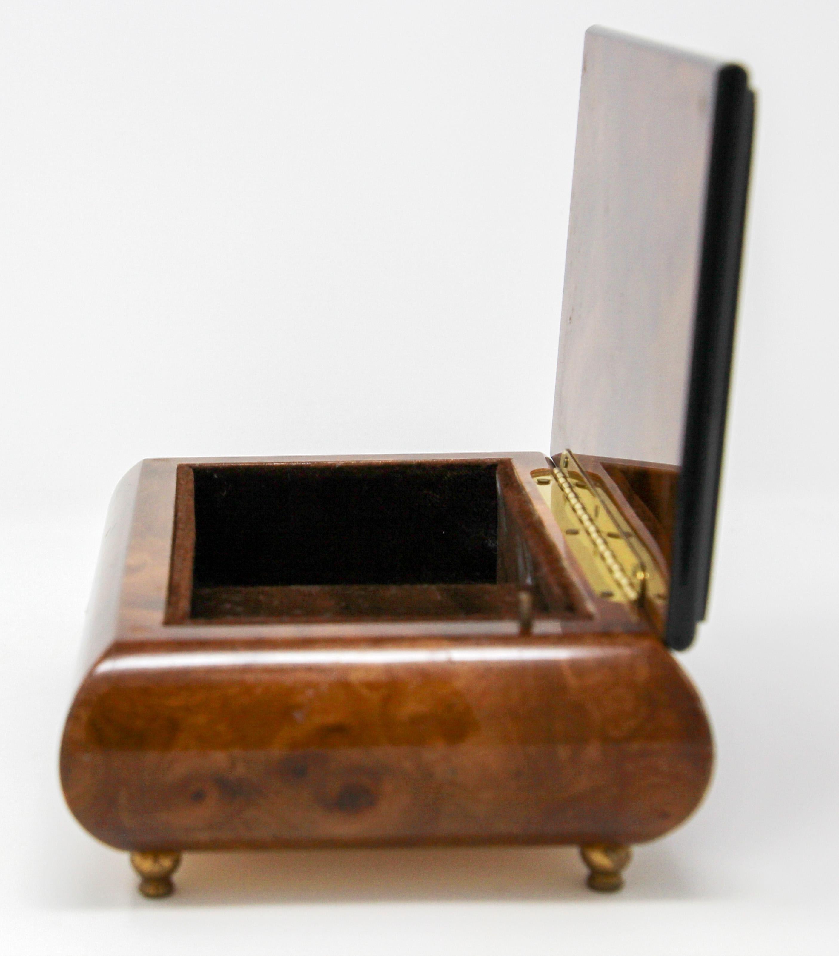 Moorish Footed Wooden Jewelry Music Box Made in Italy