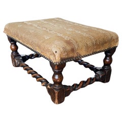 Antique footrest or small oak stool in Louis XIII style, late 19th century