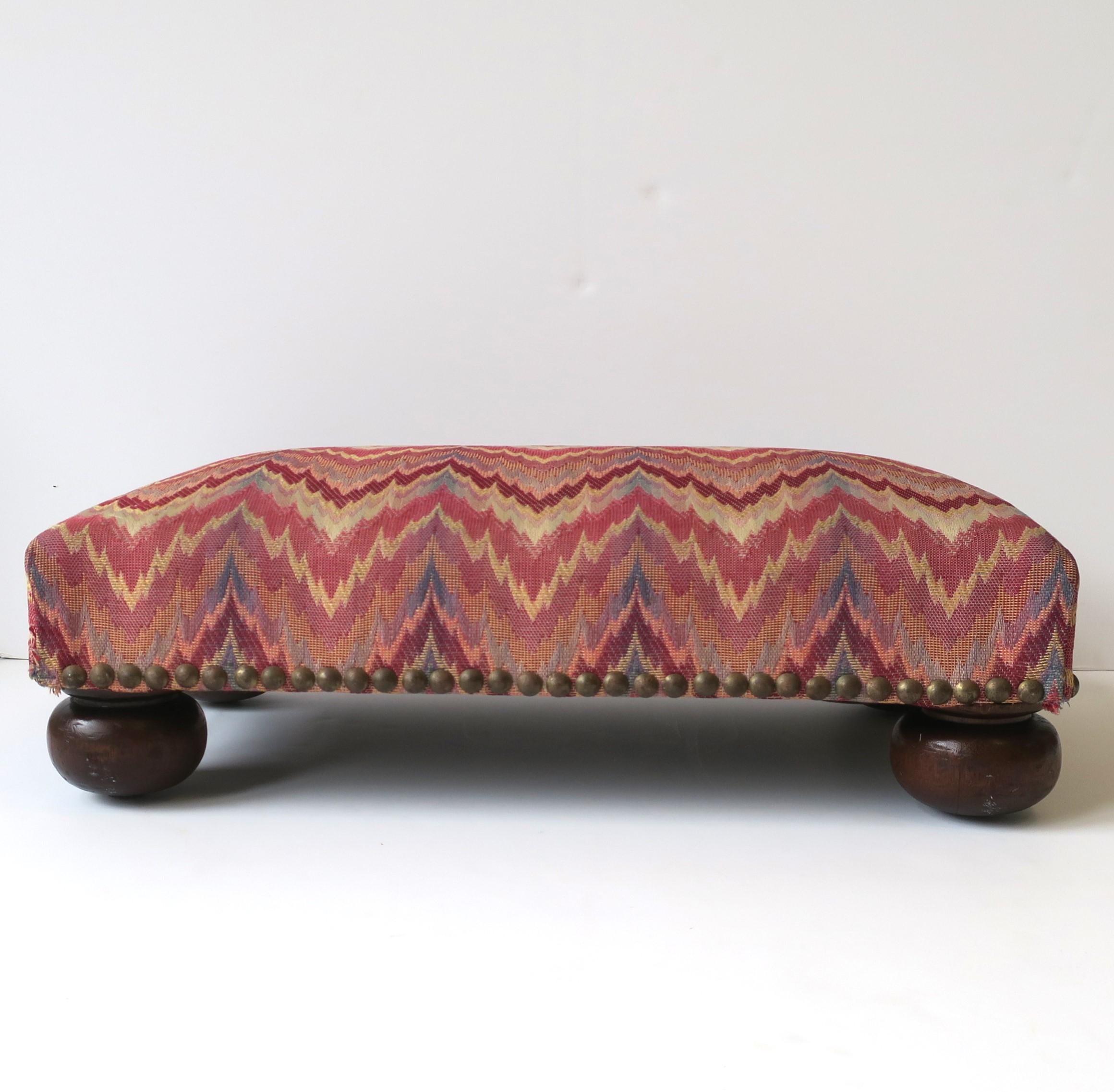 20th Century Footstool Schumacher Flamestitch Upholstery  For Sale