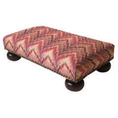 Used Footstool Schumacher Flamestitch Upholstery 