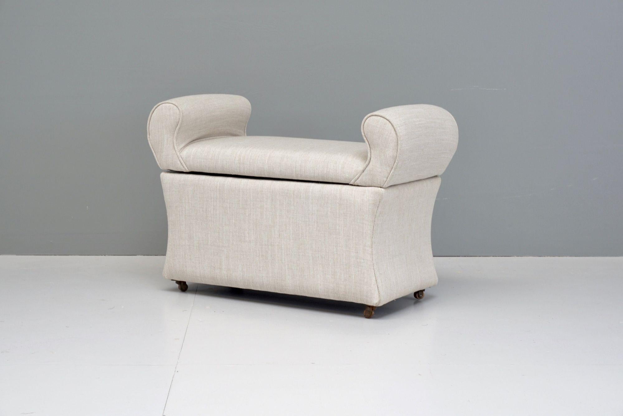 Small footstool / lidded ottoman.

England

Circa 1900

Please be in contact if you require anymore information about our products.

IMPORTANT

Please be in contact before making a purchase, with your delivery address so we can give an accurate