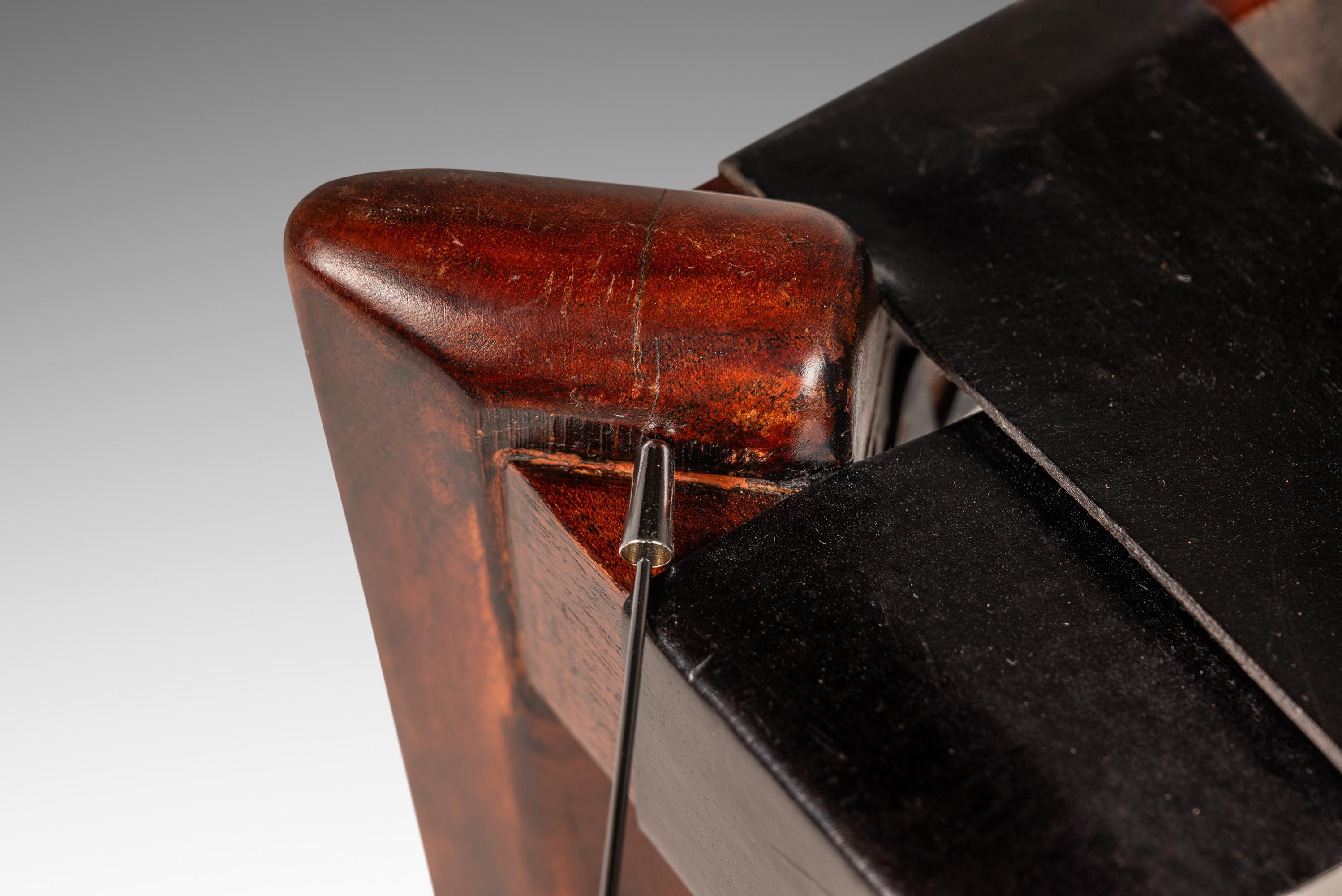 Footstool / Ottoman in Solid Teak & Leather by Edmond J. Spence, USA, c. 1950s For Sale 7