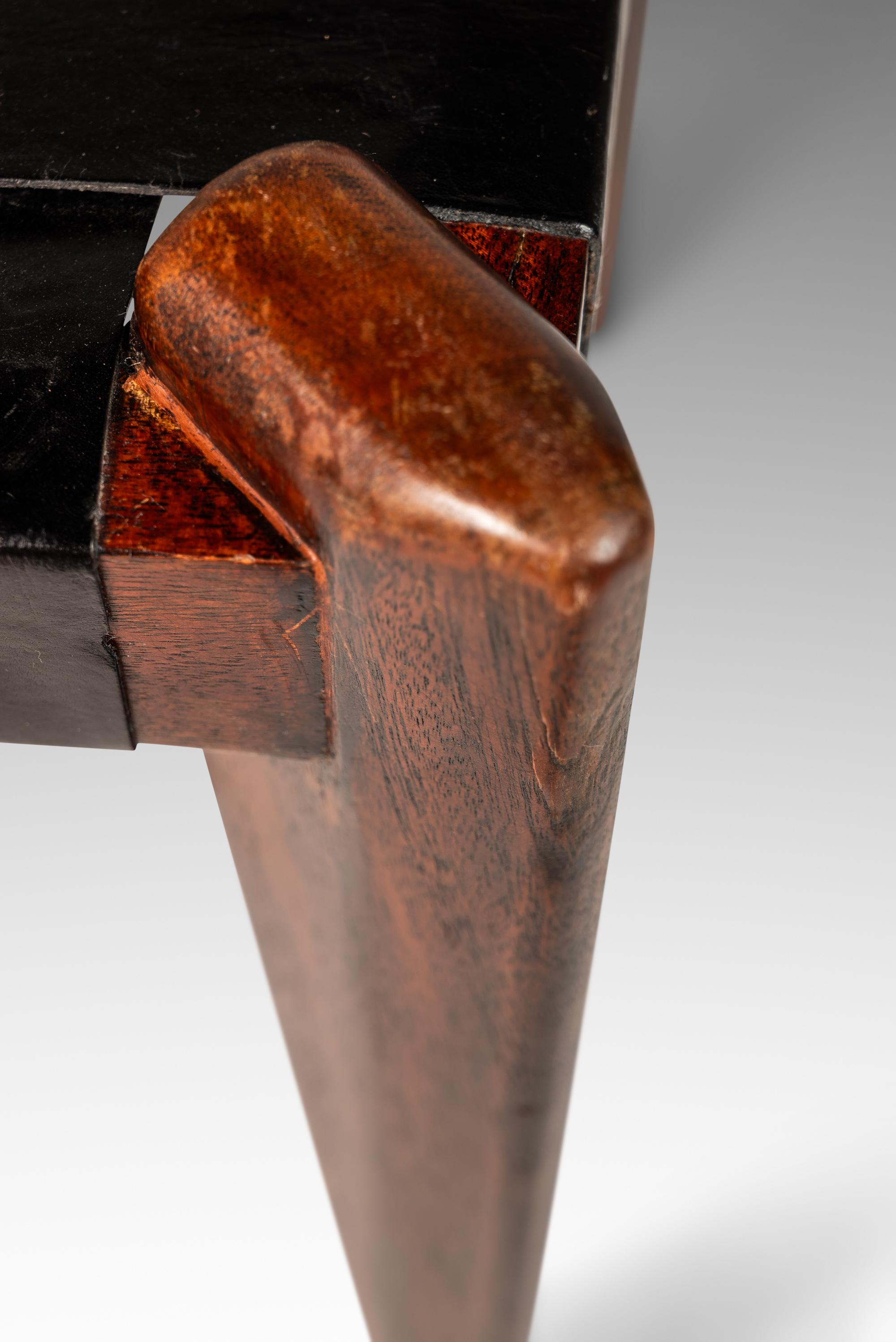 Footstool / Ottoman in Solid Teak & Leather by Edmond J. Spence, USA, c. 1950s For Sale 10