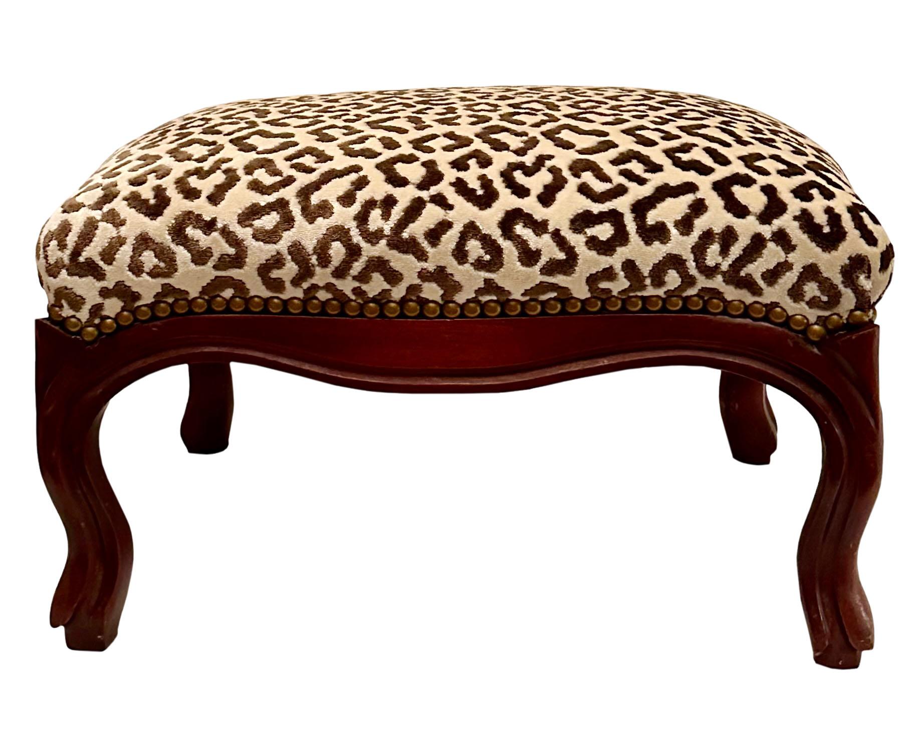 Fabric Footstool Scalamandre on a Country French Frame For Sale