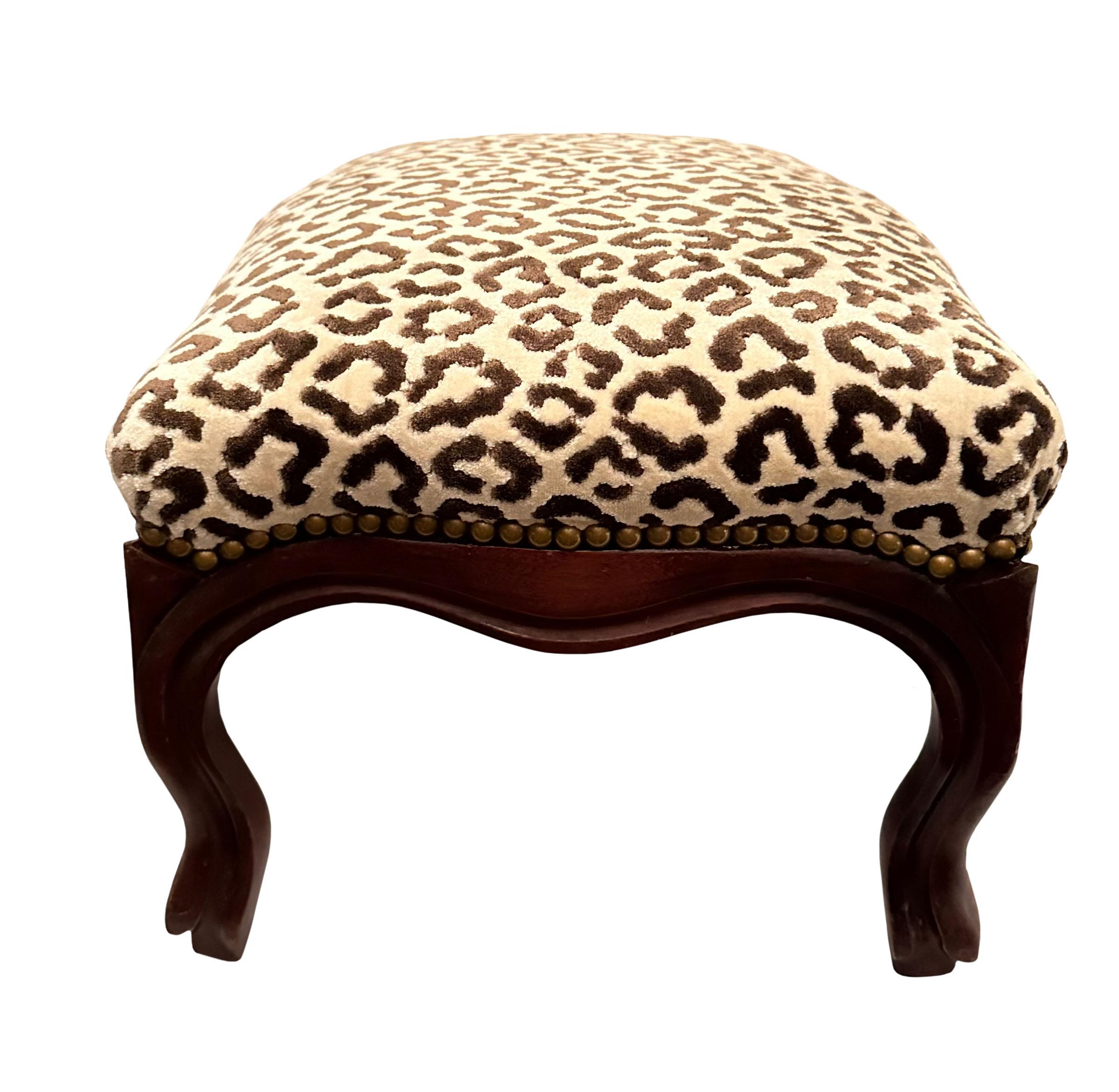 Footstool Scalamandre on a Country French Frame For Sale 2