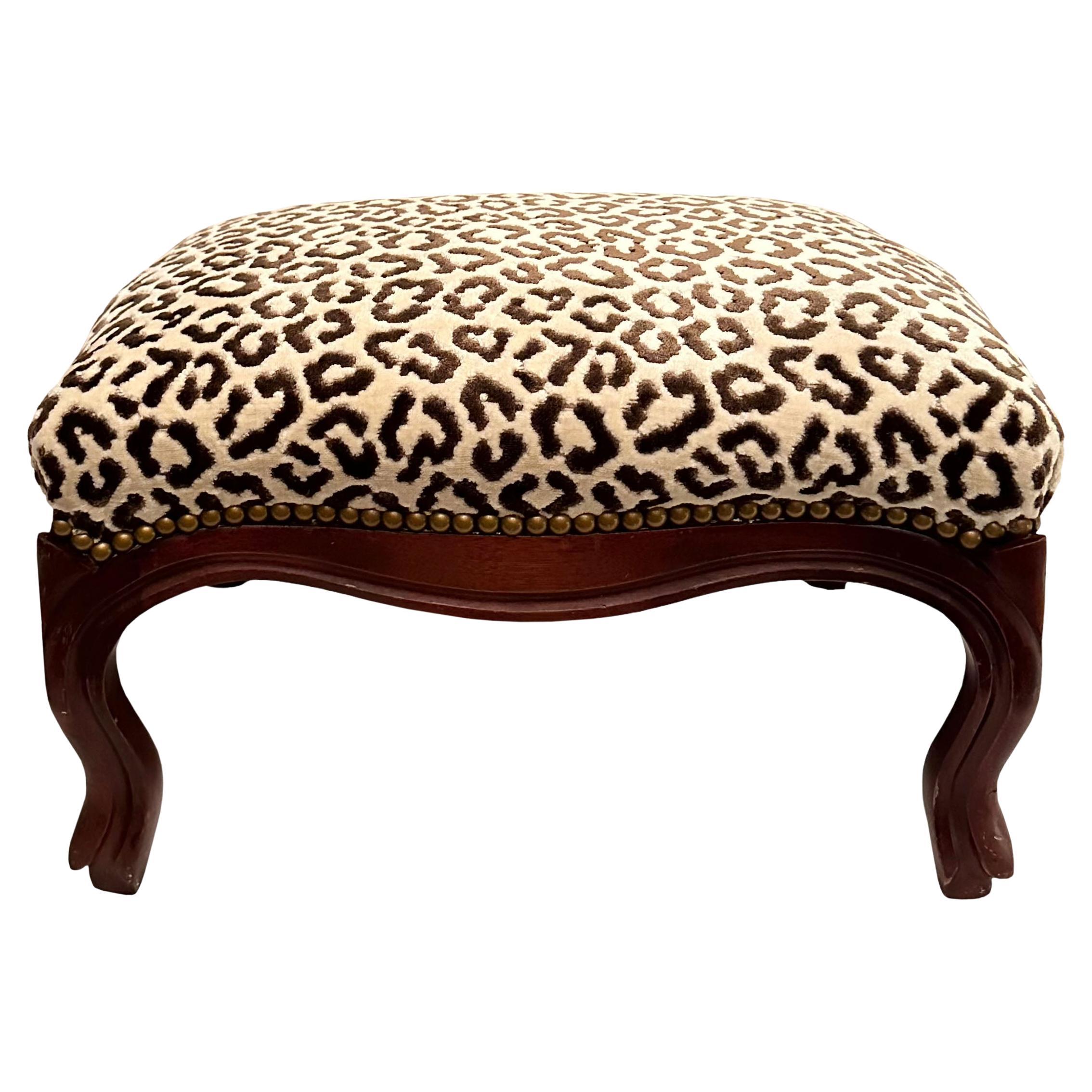 Footstool Scalamandre on a Country French Frame For Sale