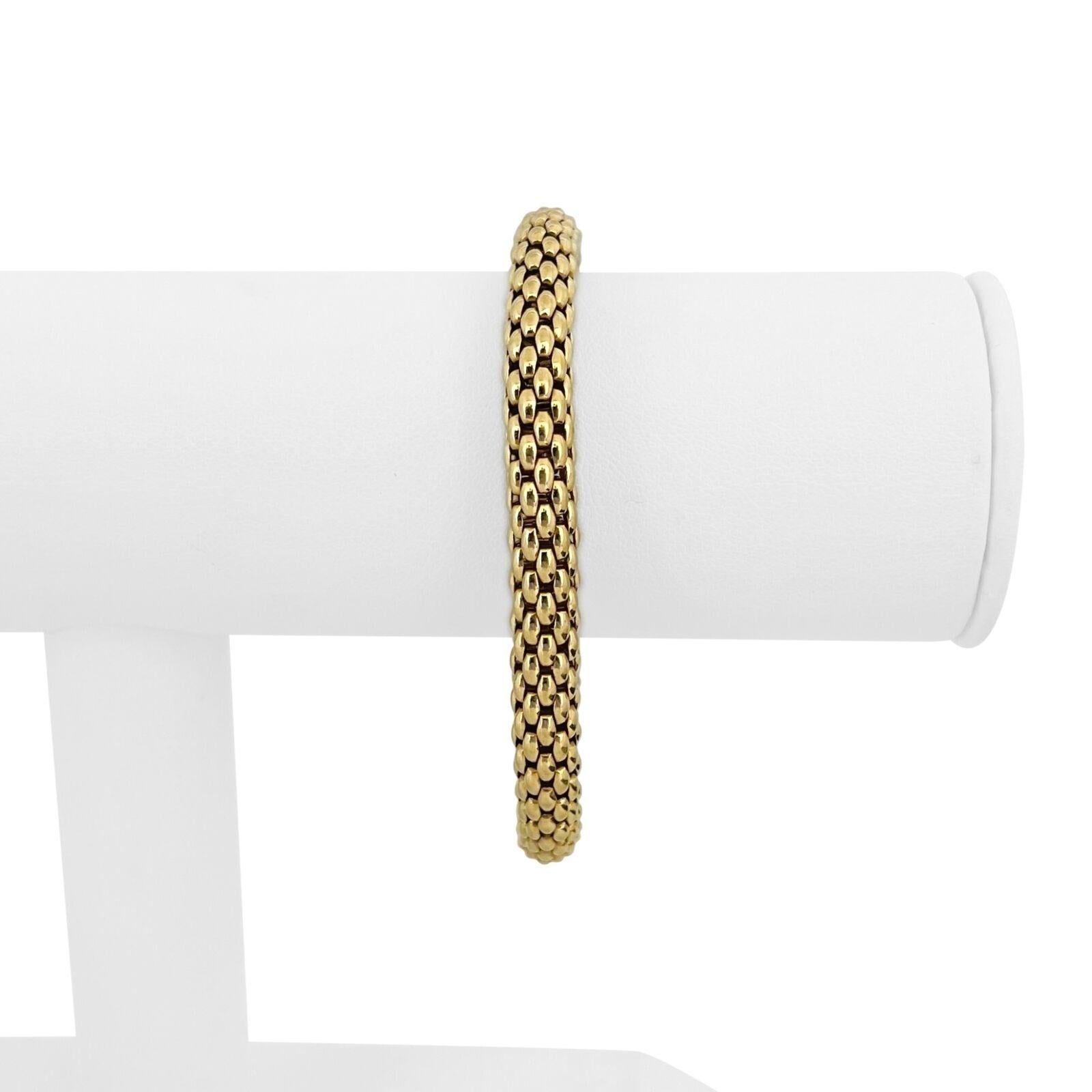 Fope 18k Gelbgold 28,2g Damen 7mm Mesh-Zylinder-Armband Italien 7,75