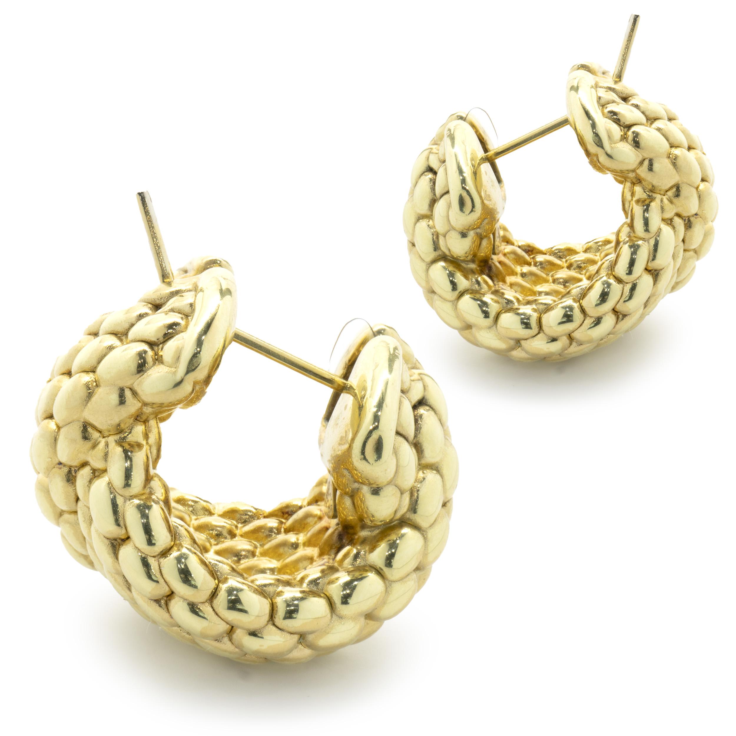 Fope 18 Karat Yellow Gold Mesh Earrings In Excellent Condition For Sale In Scottsdale, AZ