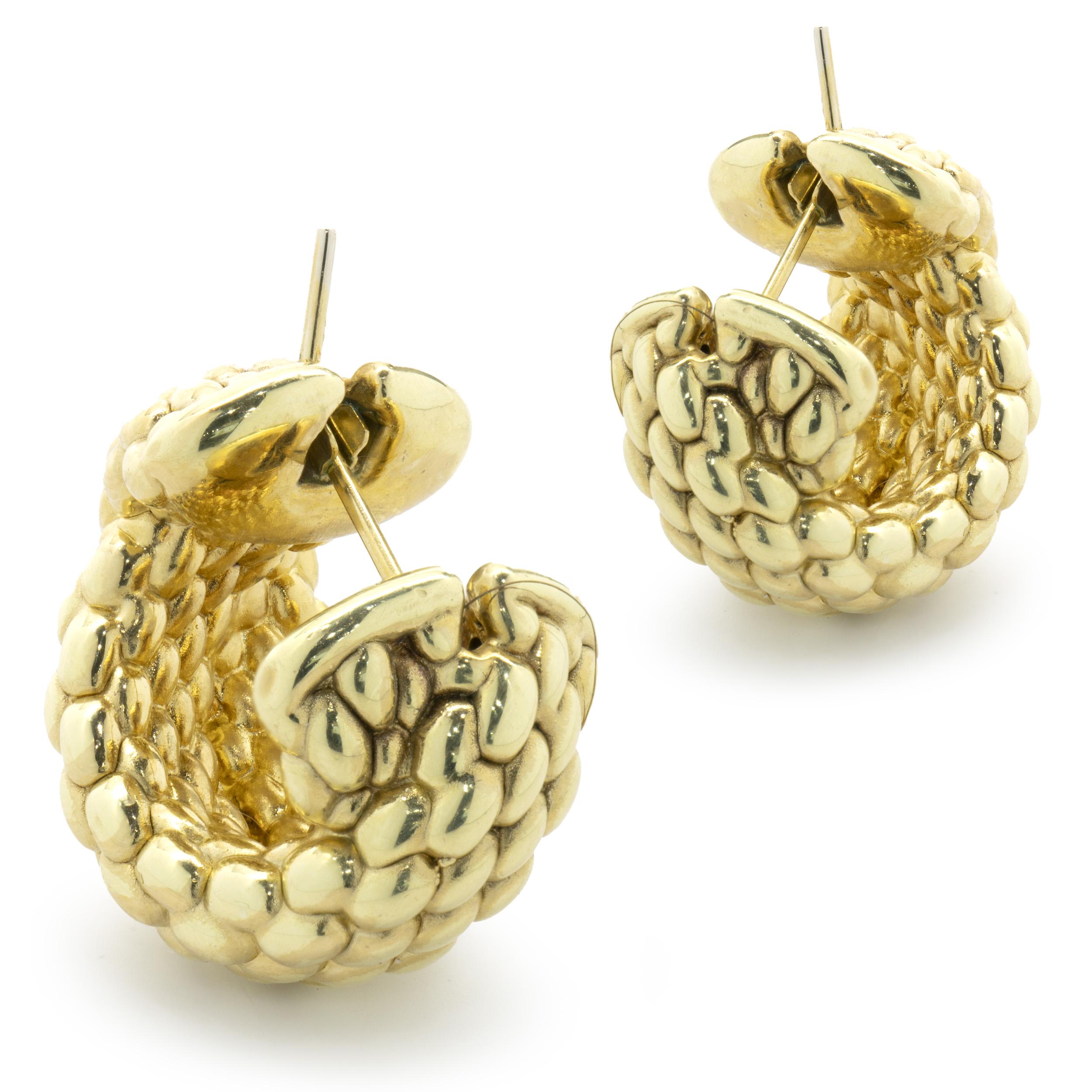 Women's Fope 18 Karat Yellow Gold Mesh Earrings For Sale
