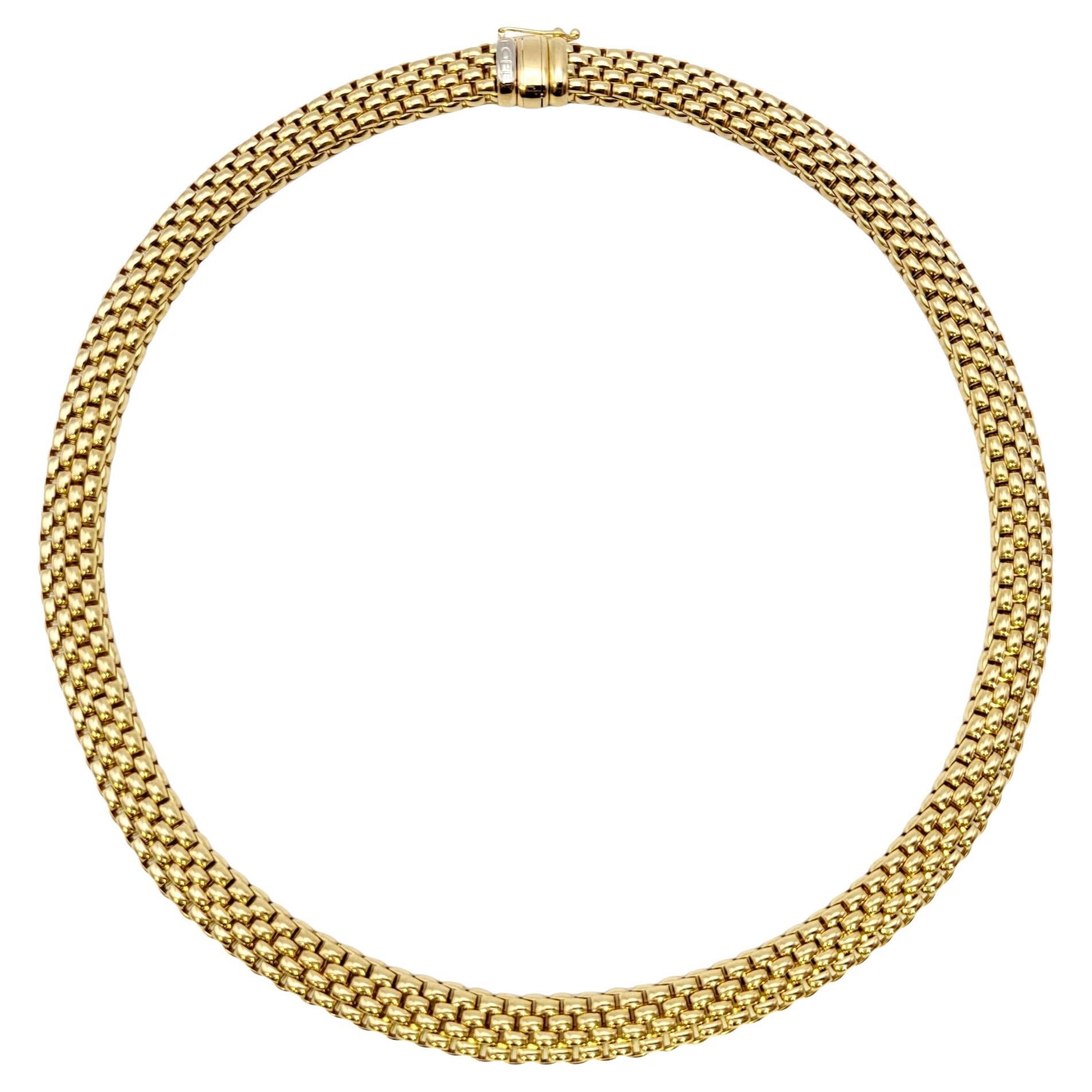 Fope 18 Karat Yellow Gold Profili Collection Woven Mesh Choker Necklace