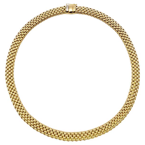 Fope 18 Karat Yellow Gold Profili Collection Woven Mesh Choker Necklace ...