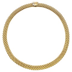 Fope 18 Karat Yellow Gold Profili Collection Woven Mesh Choker Necklace
