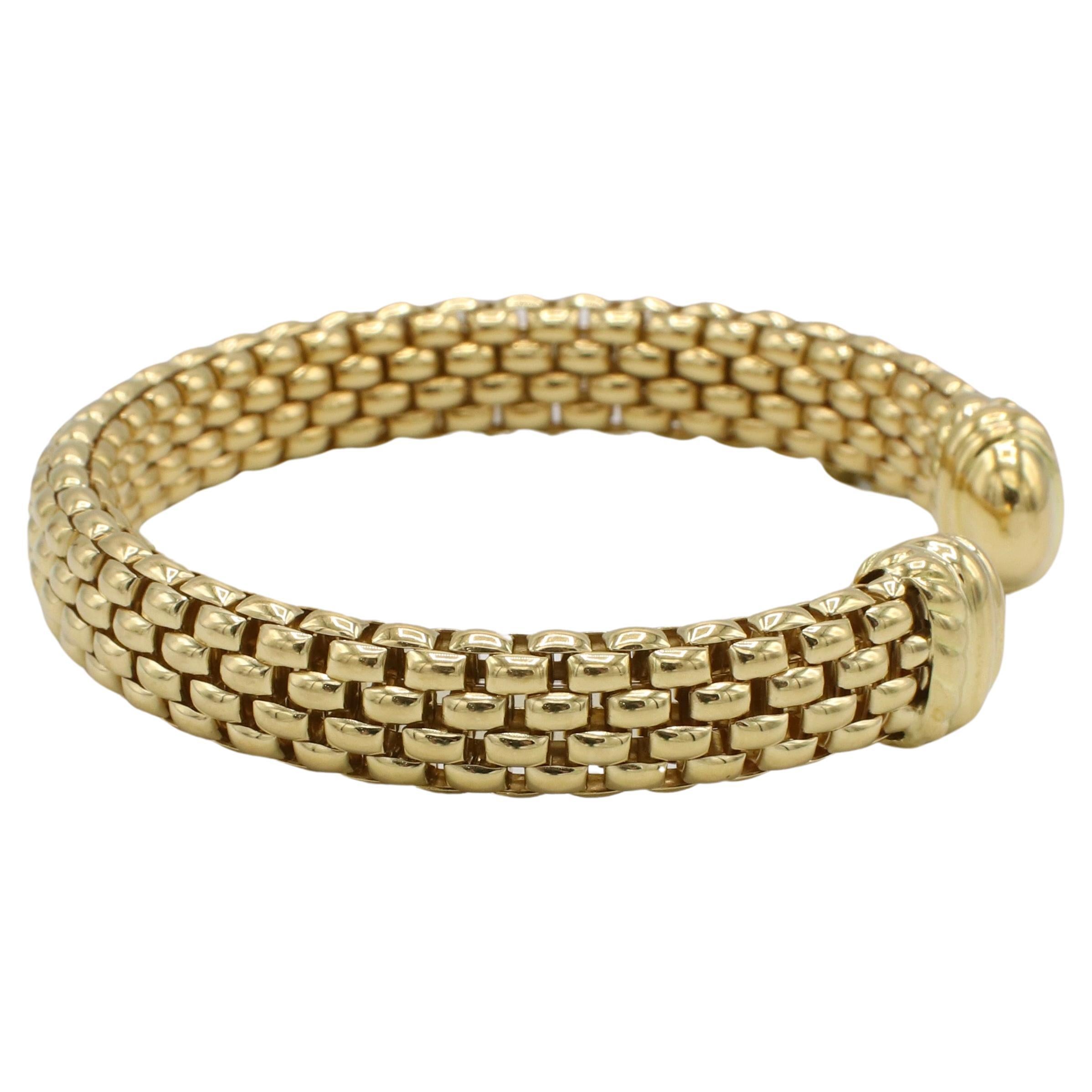 Modern Fope 18 Karat Yellow Gold Woven Cuff Bracelet