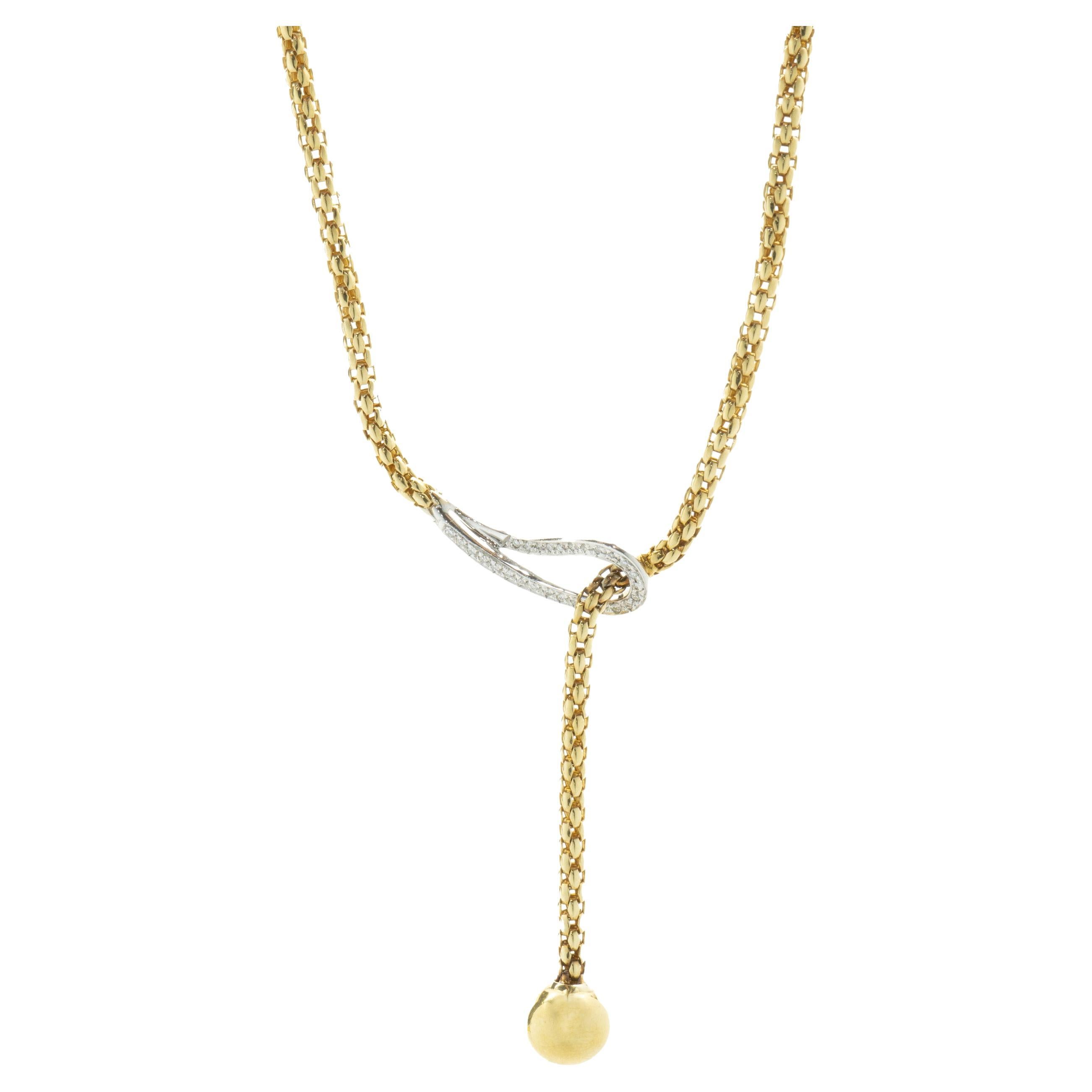 Fope 18 Karat Yellow & White Gold Diamond Ball Lariat Necklace