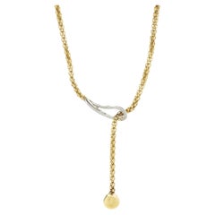 Used Fope 18 Karat Yellow & White Gold Diamond Ball Lariat Necklace