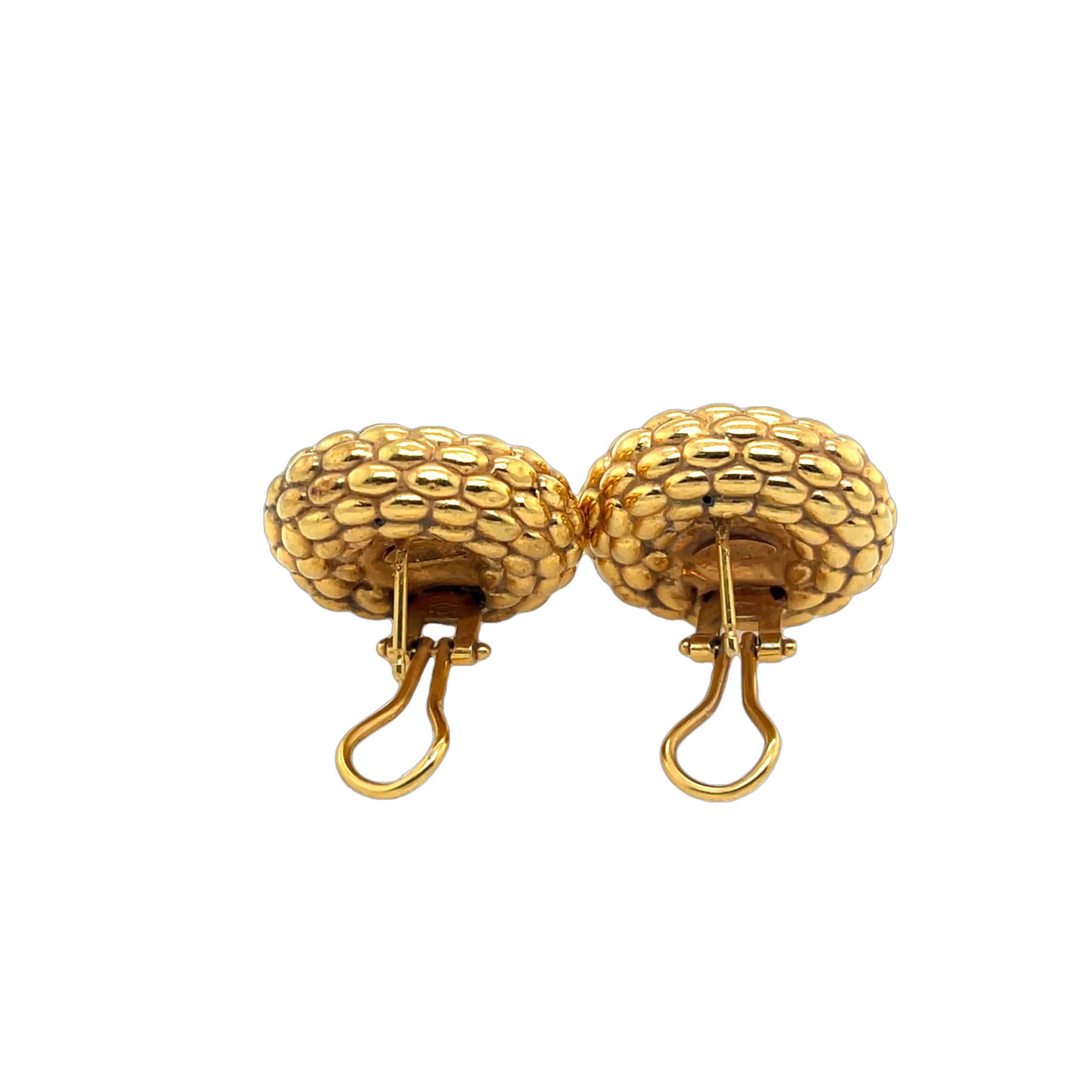 Fope 18ct 3 Farbe Gold Ziegelglieder-Ohrringe mit Textur-Motiv und Knopfleiste für Damen oder Herren
