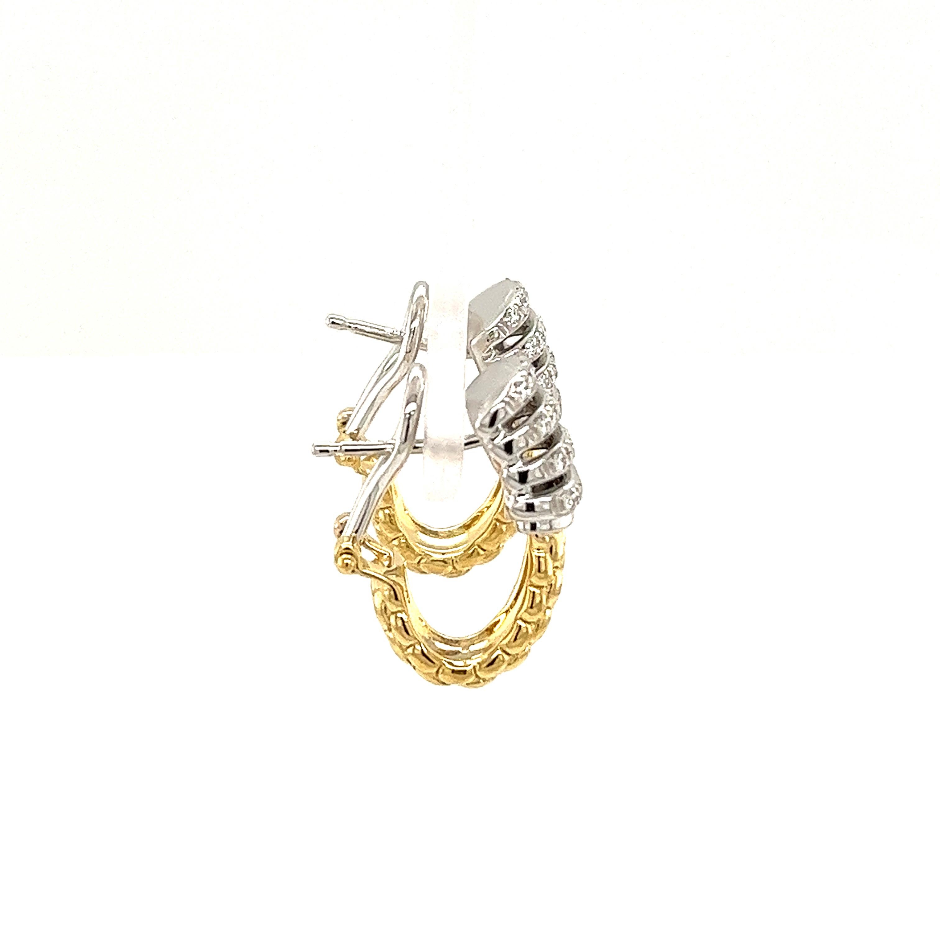 Modern FOPE 18ct Yellow Gold Diamond Earrings, set With 0.20ct of F/VS Diamonds
