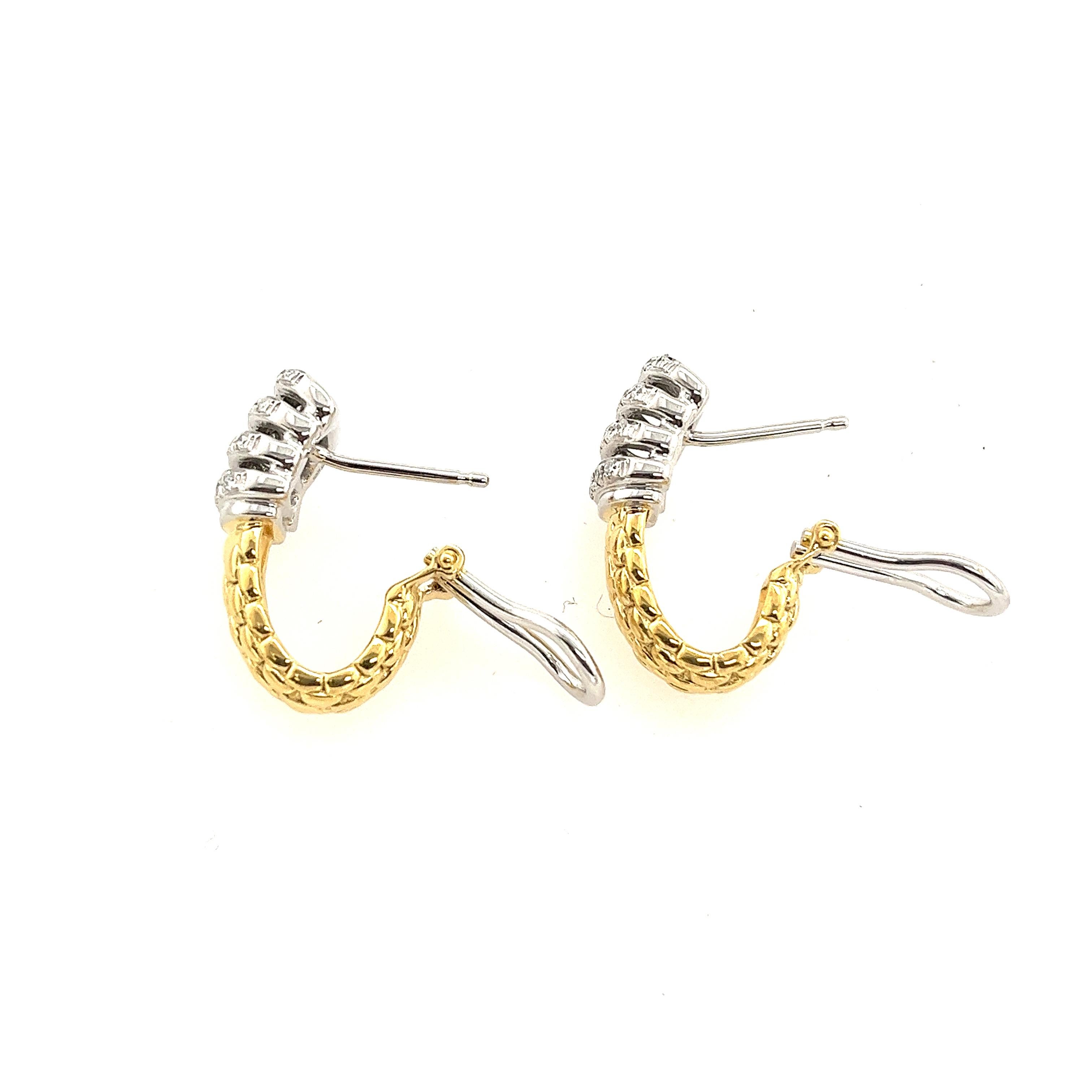 FOPE 18ct Yellow Gold Diamond Earrings, set With 0.20ct of F/VS Diamonds In Excellent Condition In London, GB