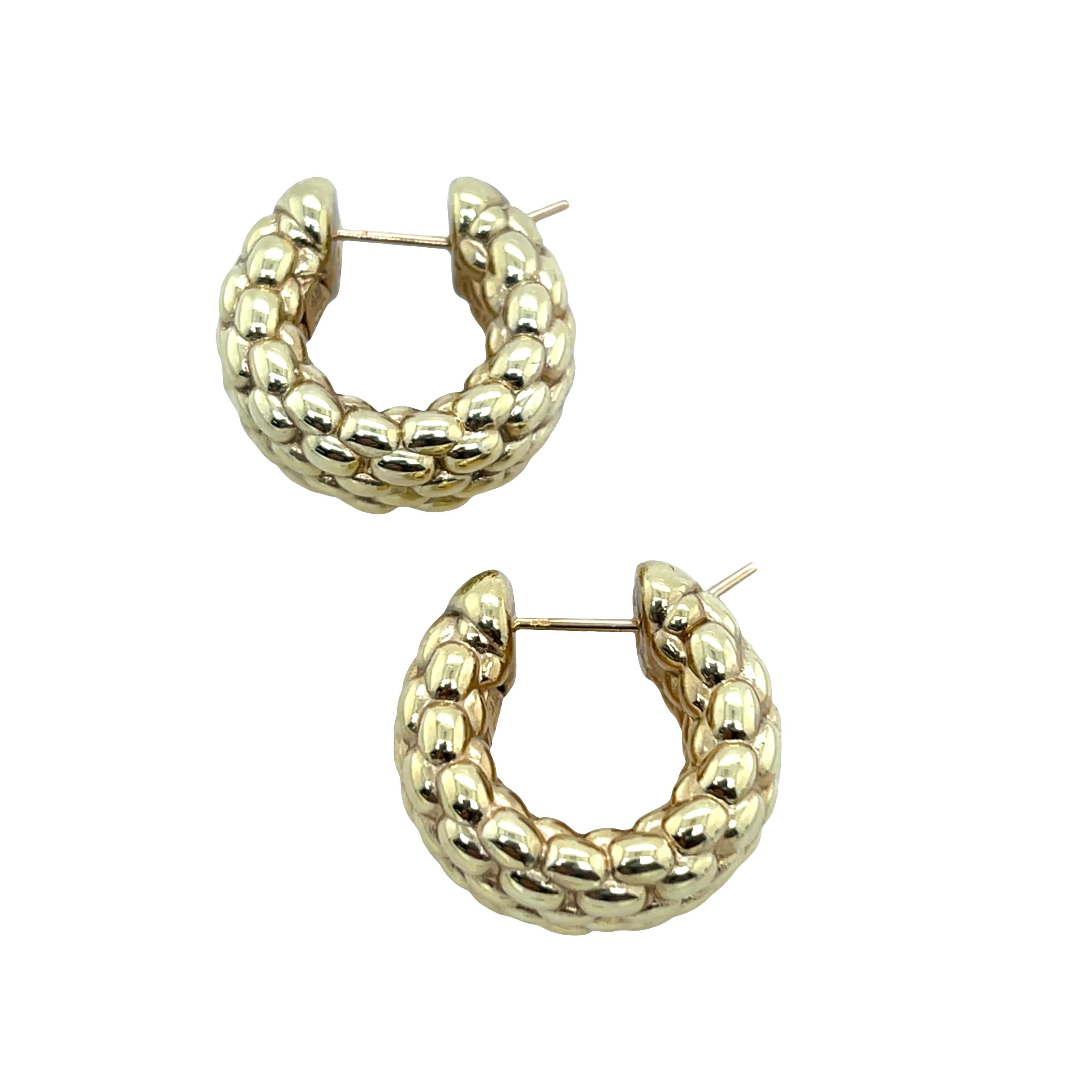 da uomo o donna Orecchini a cerchio in oro giallo 18ct Fope in vendita