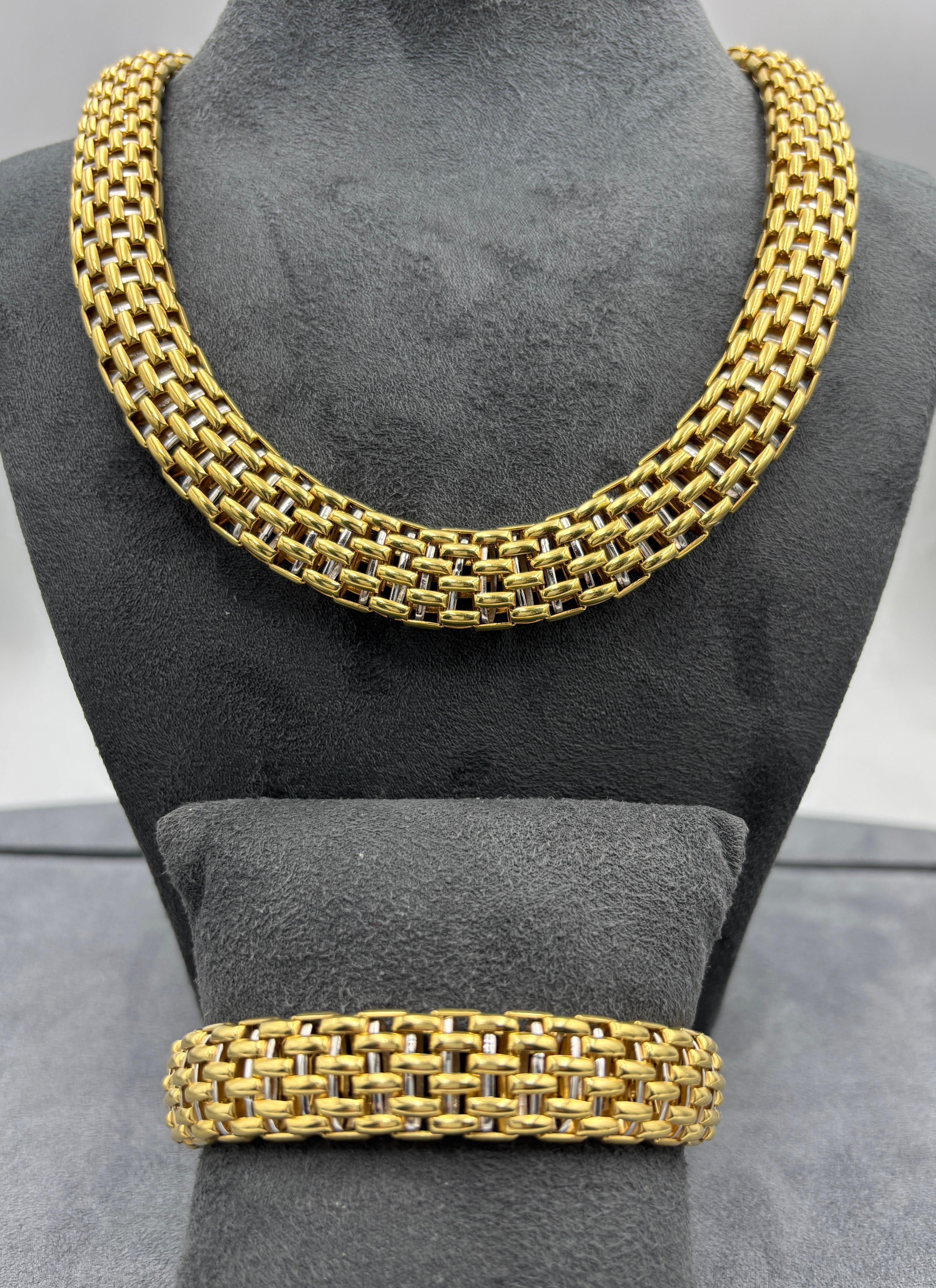 Fope 18k gold latticework bracelet, part of set with necklace sold separately For Sale 8