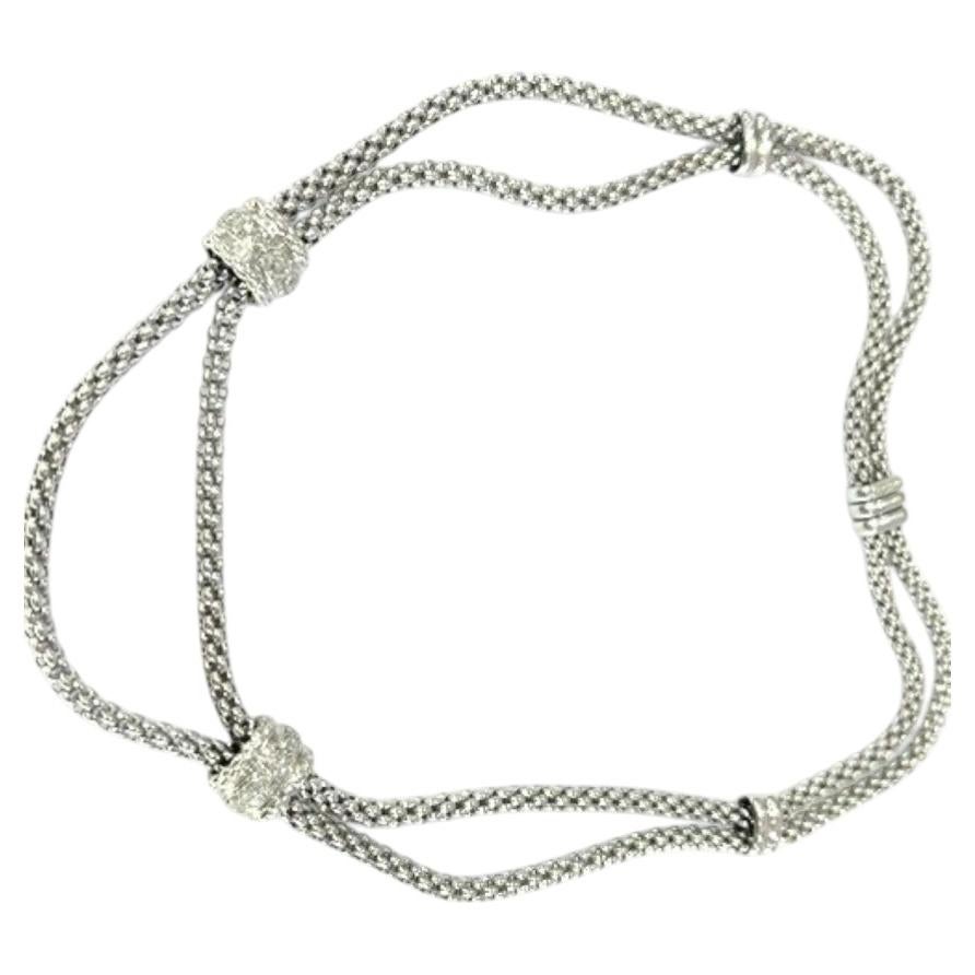 Fope 18K White Gold 2 Row Rope & Diamond Necklace 0.50 Carats For Sale