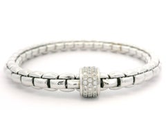 Fope 18k White Gold .40ctw Pave Diamond Rondell Flex It Stretch Slip On Bracelet
