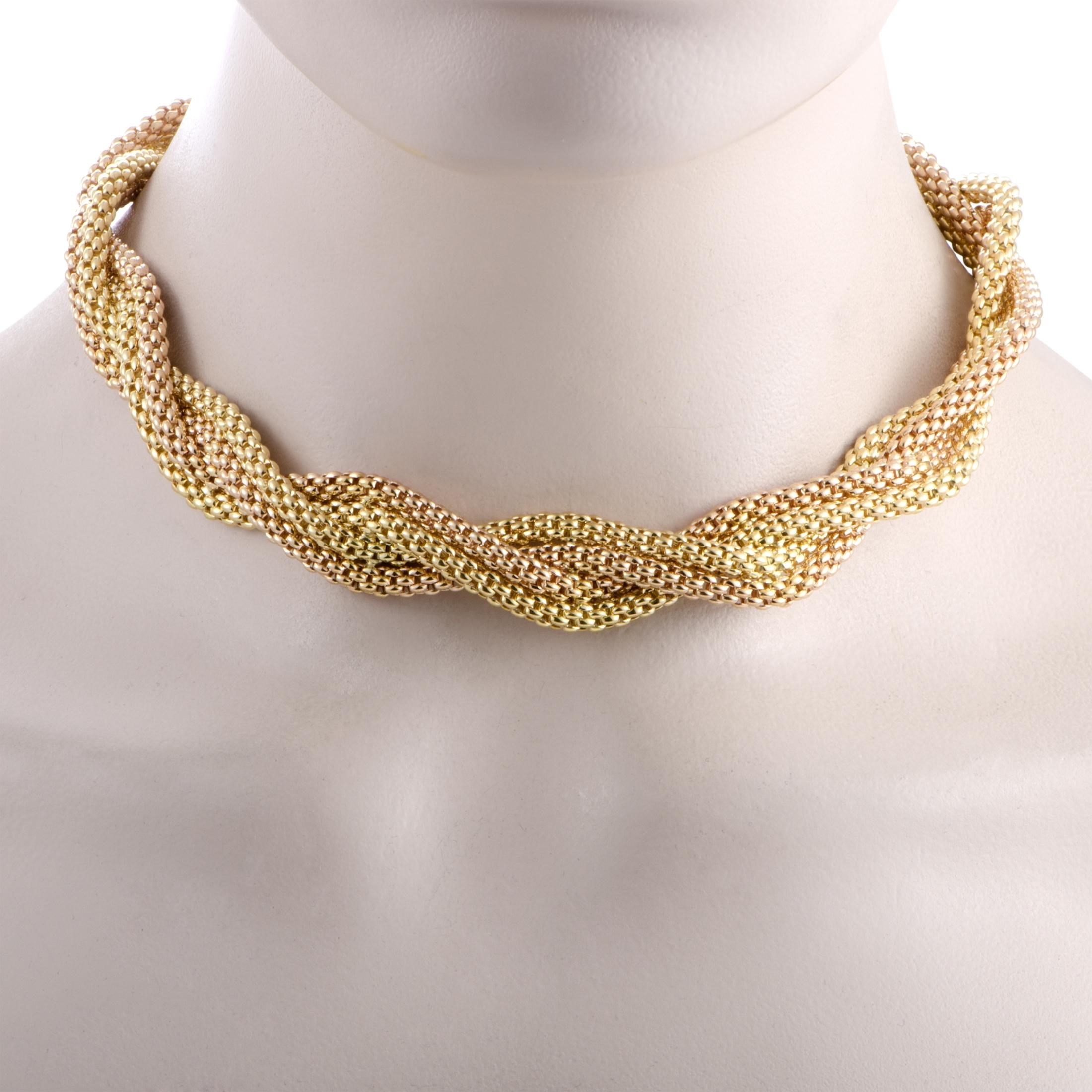 The compellingly offbeat allure of the extraordinary design and the enticing radiance of 18K yellow and rose gold give an incredibly attractive appeal to this fascinating necklace from FOPE that will convert any outfit of yours into a standout