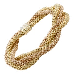 Fope 18 Karat Yellow and Rose Gold Two-Tone Weave Bracelet