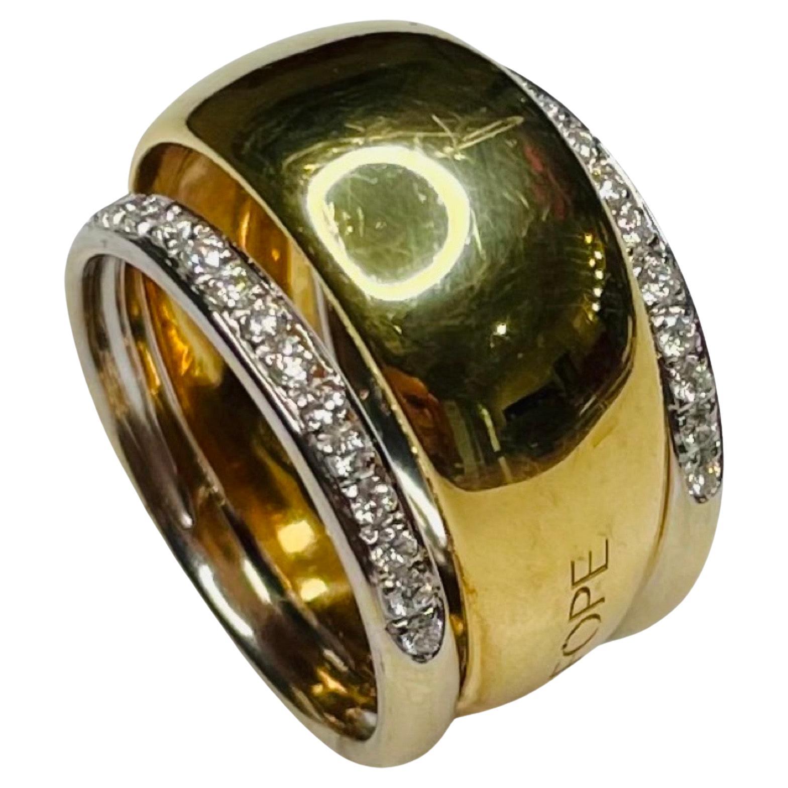 Ring "Hula Hoop" aus 18 Karat Gelb- und Weißgold mit Perlmutt und Diamant
