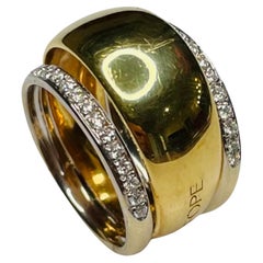 Bague « Lola Hoop » en or jaune et blanc 18 carats et diamants en forme de feuille