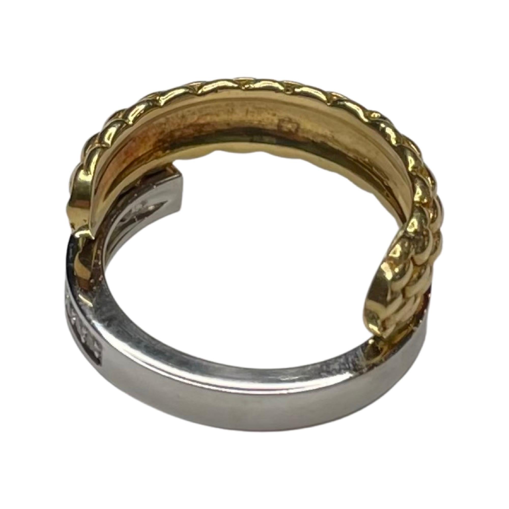 Modern Fope 18K Yellow and White Gold and Diamond Ring For Sale