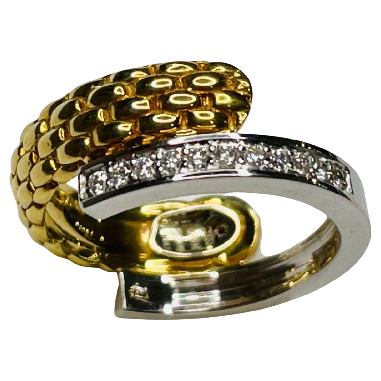 Fope 18K Yellow and White Gold and Diamond Ring For Sale