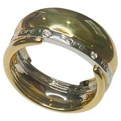 Ring aus 18 Karat Gelb- und Weißgold mit Perlmutt und Diamanten