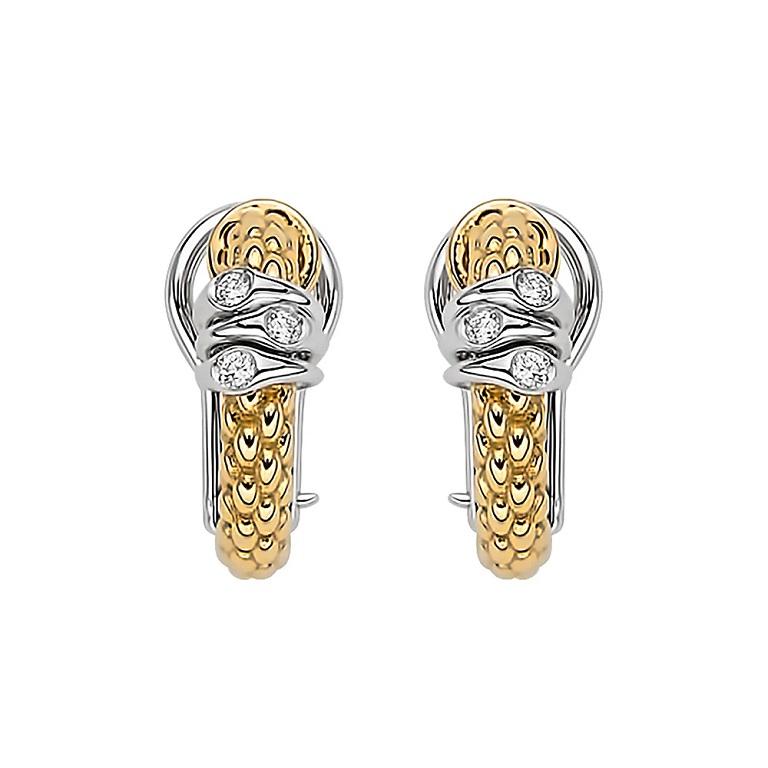 Fope 18k Yellow Gold 0.08ct Diamonds Prima Hoop Earrings 74608OX_BB_G_XBX_000 In New Condition For Sale In Wilmington, DE