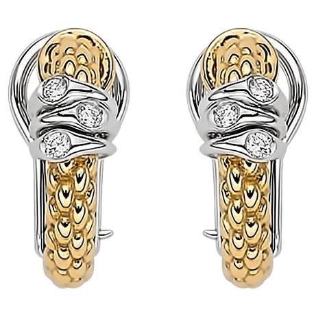 Fope 18k Yellow Gold 0.08ct Diamonds Prima Hoop Earrings 74608OX_BB_G_XBX_000 For Sale