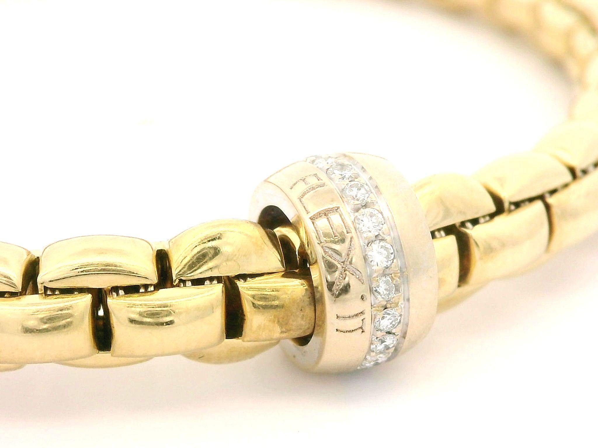 Fope 18k Yellow Gold 0.15ctw Diamond Flex It Stretch Slip On Rondell Bracelet 5