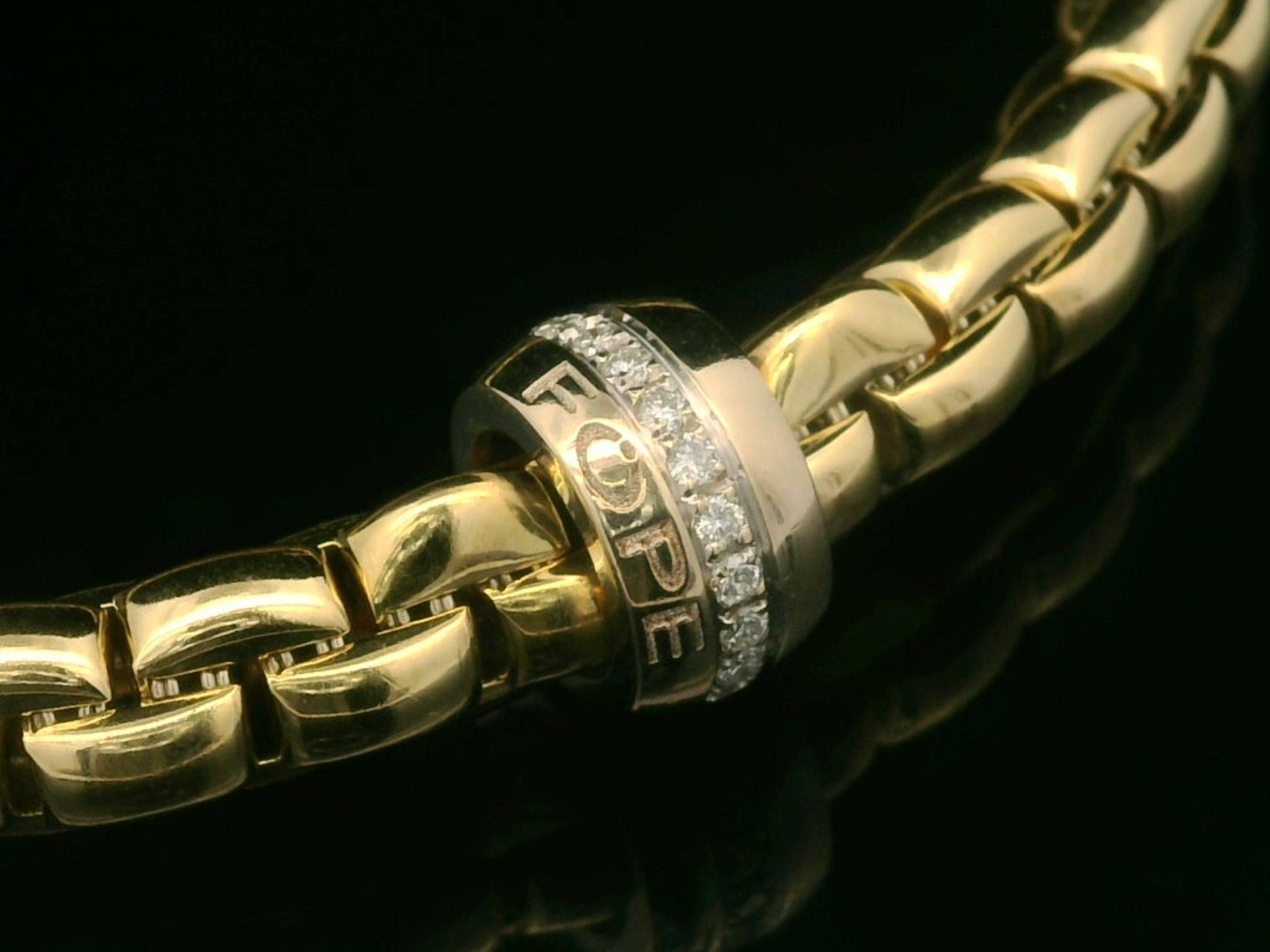 Fope 18k Yellow Gold 0.15ctw Diamond Flex It Stretch Slip On Rondell Bracelet In Excellent Condition In Montclair, NJ