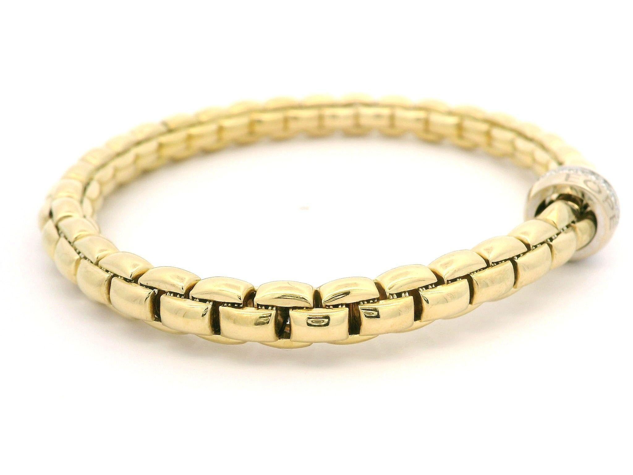 Fope 18k Yellow Gold 0.15ctw Diamond Flex It Stretch Slip On Rondell Bracelet 1