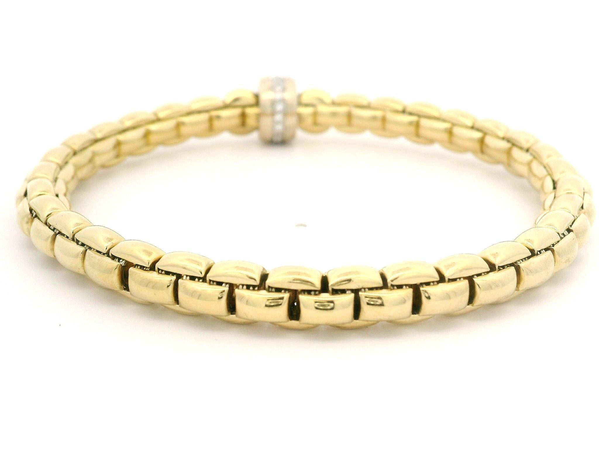 Fope 18k Yellow Gold 0.15ctw Diamond Flex It Stretch Slip On Rondell Bracelet 2